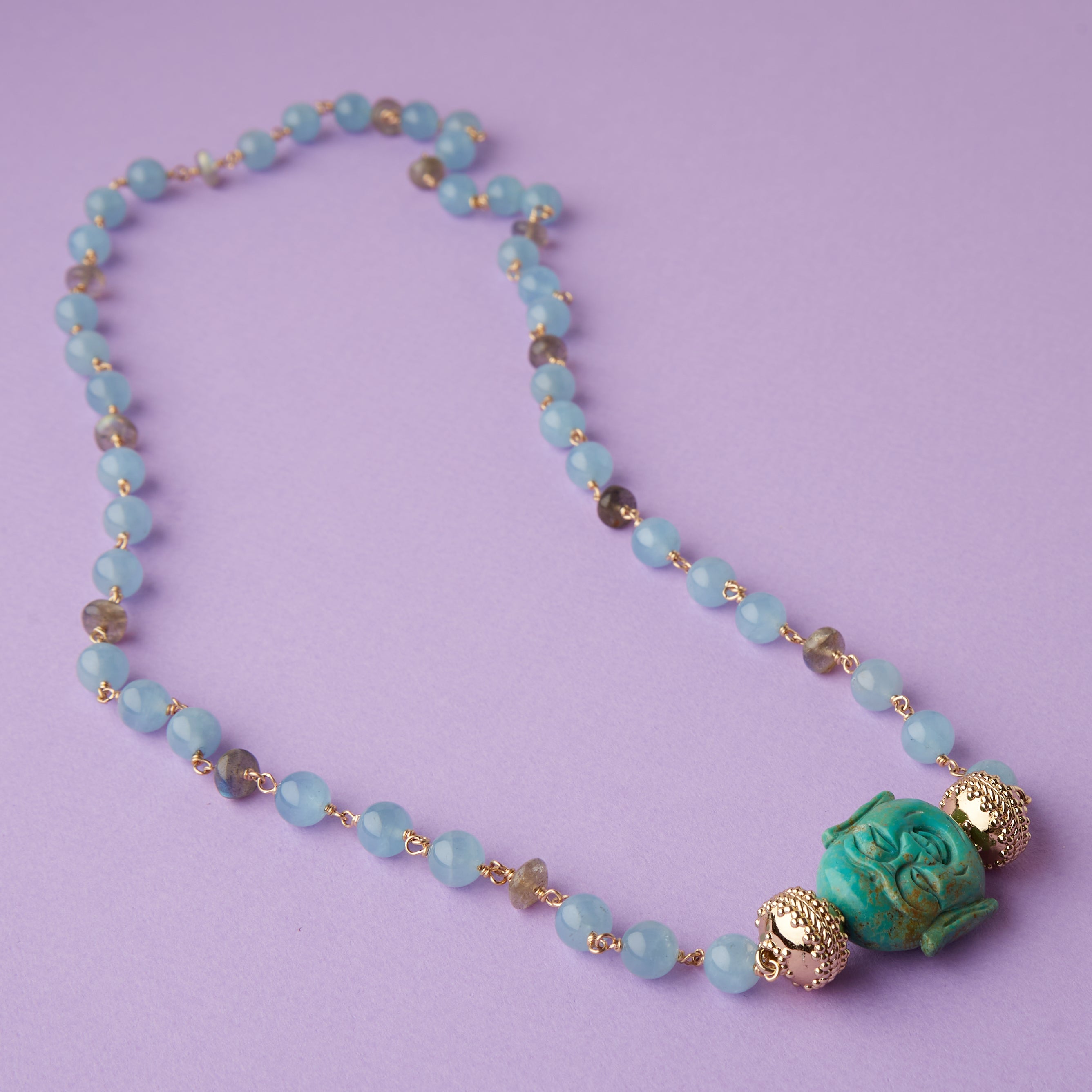 Caspian Aquamarine and Labradorite Necklace