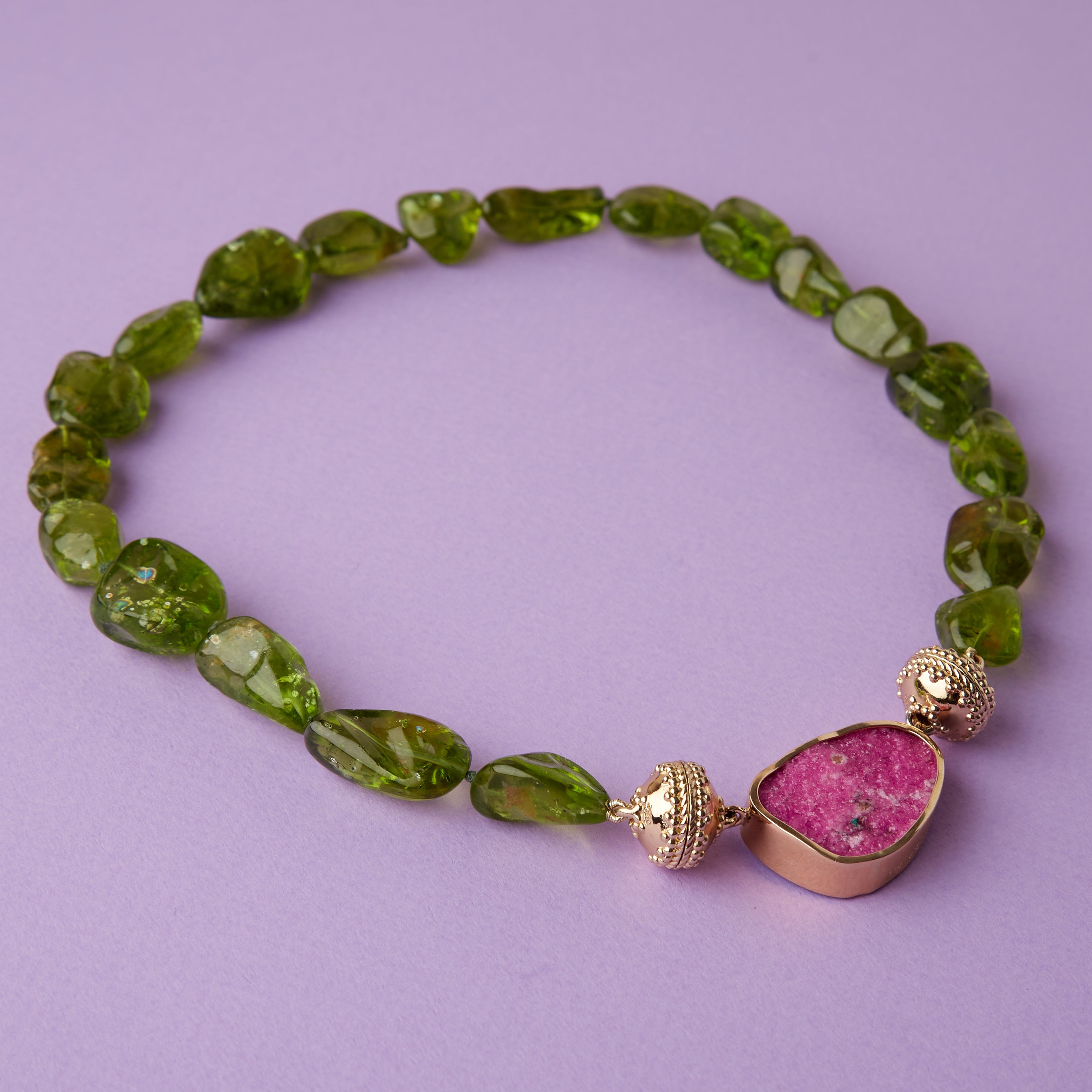 Peridot Large Tumbled Nugget Necklace