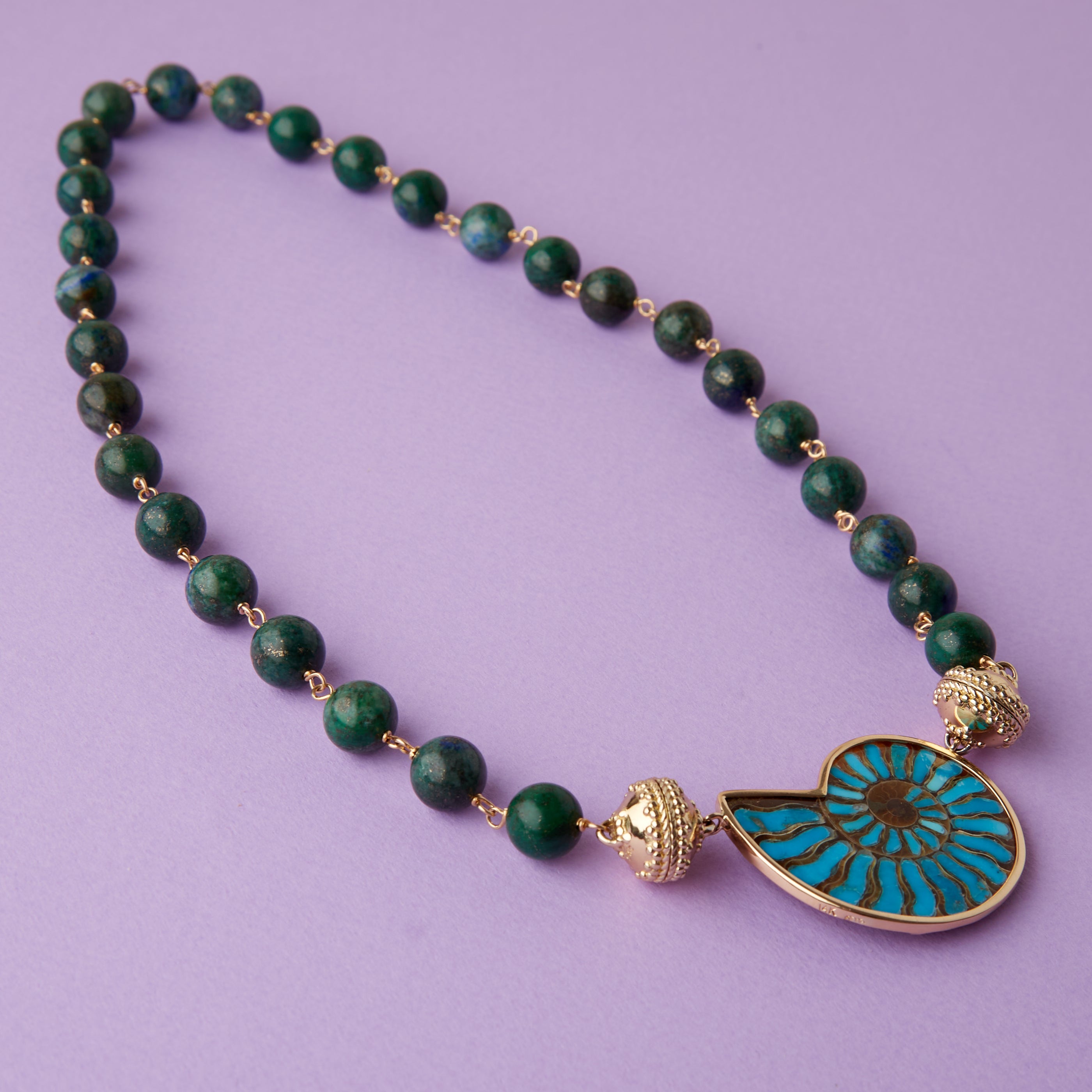 Victoire 10mm Green Malachite Caspian Necklace