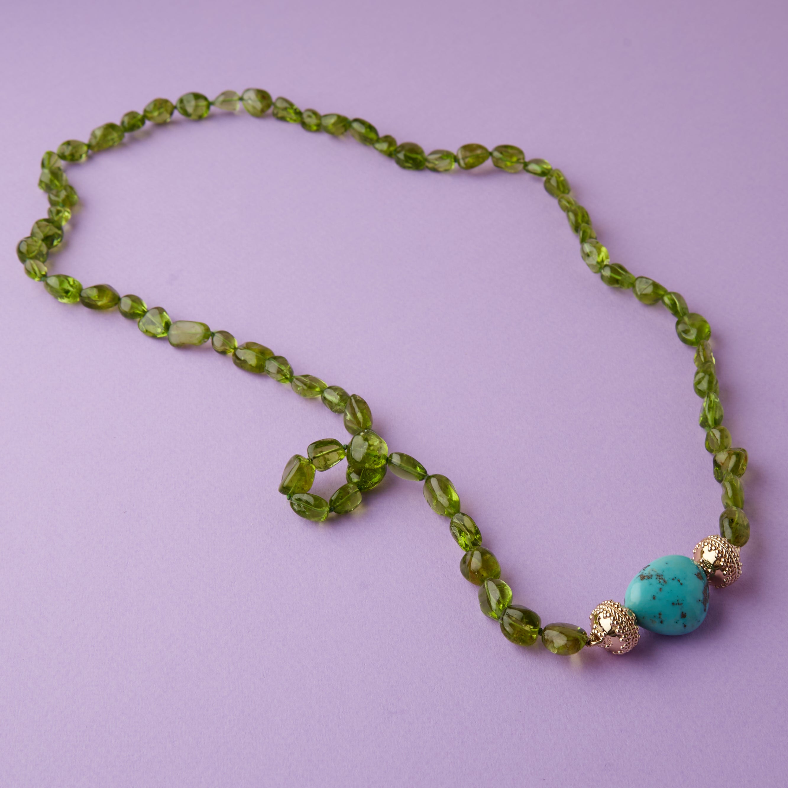 Peridot Small Tumbled Nugget 31.5" Necklace