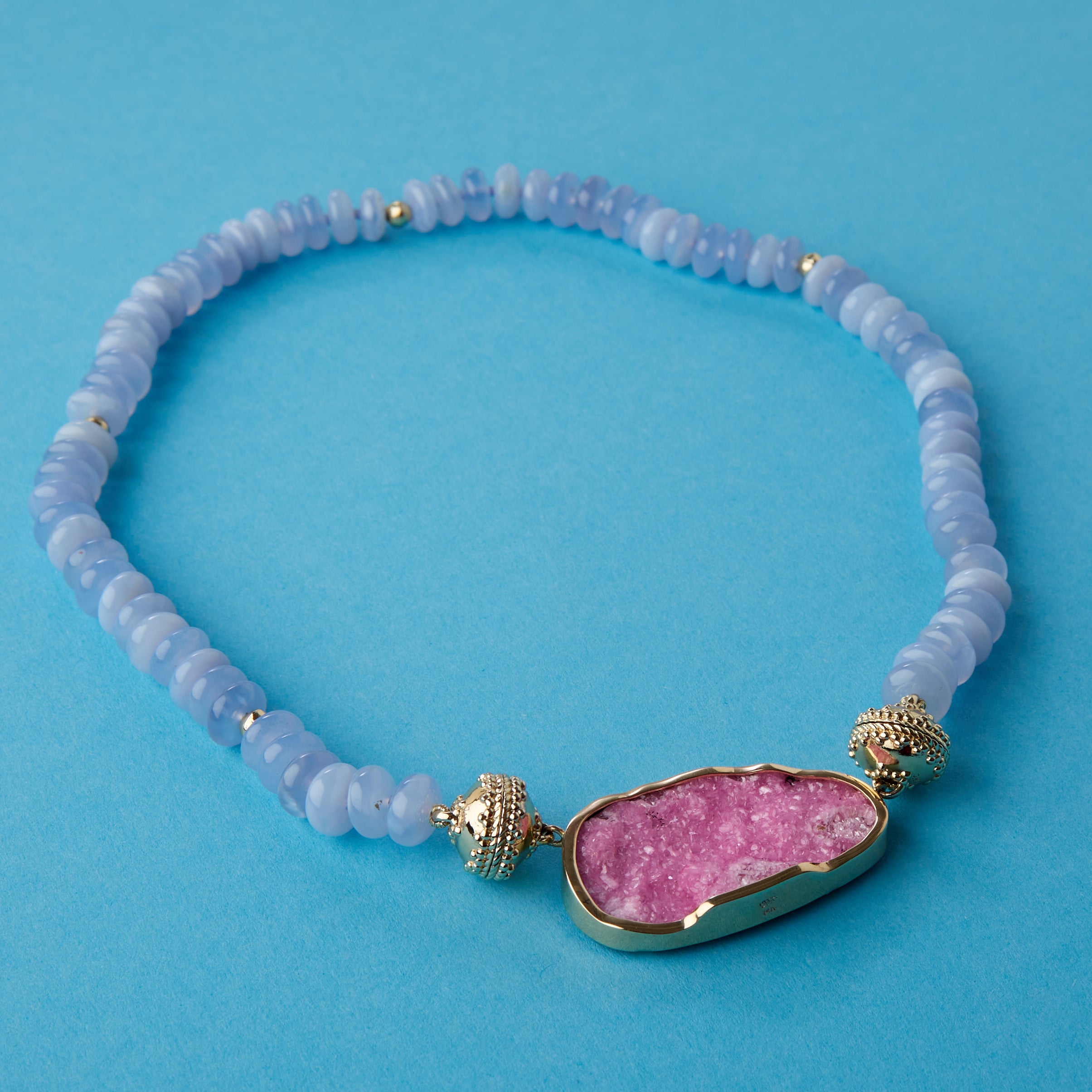 Peppercorn Blue Chalcedony Rondelle Necklace