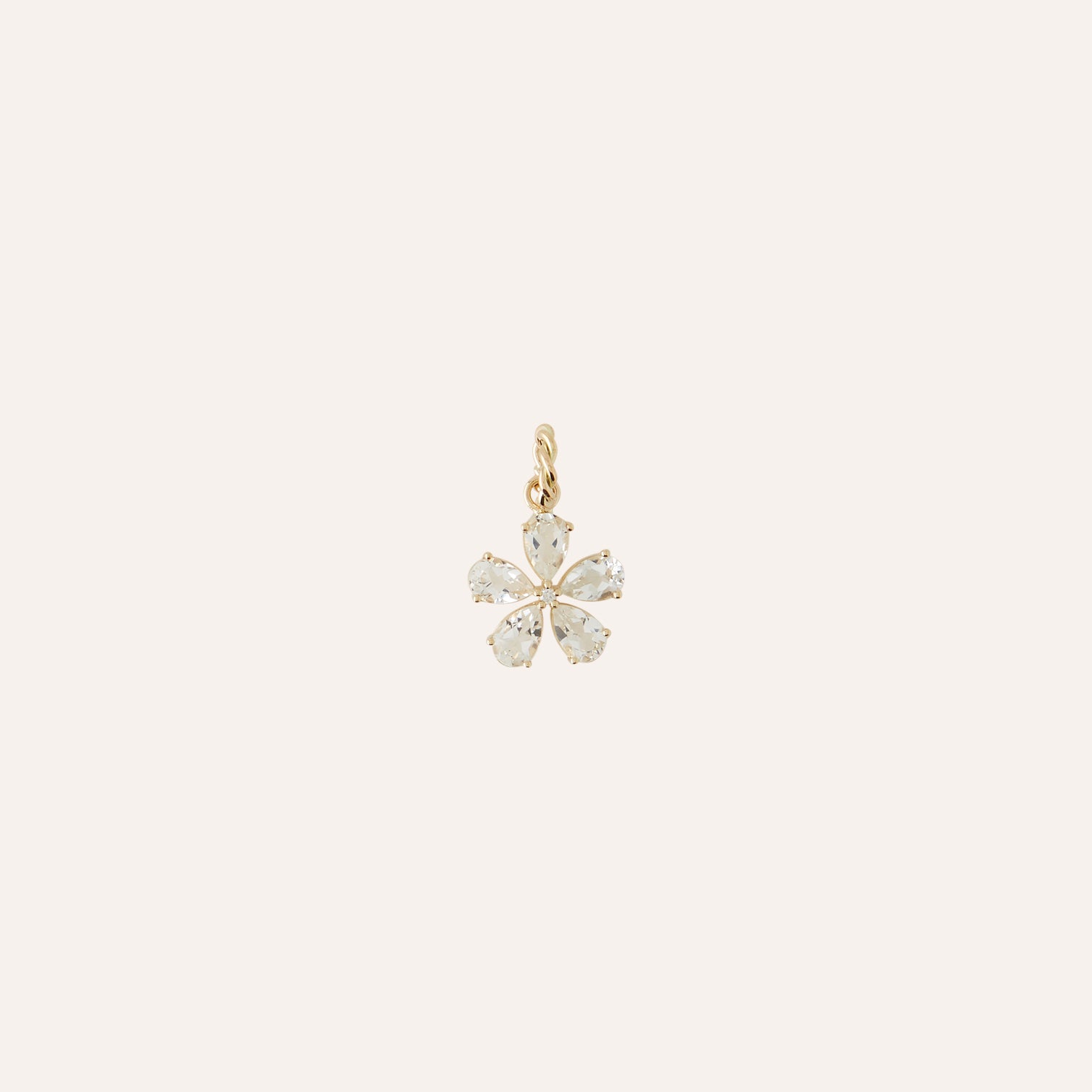 14K White Sapphire Flower Charm