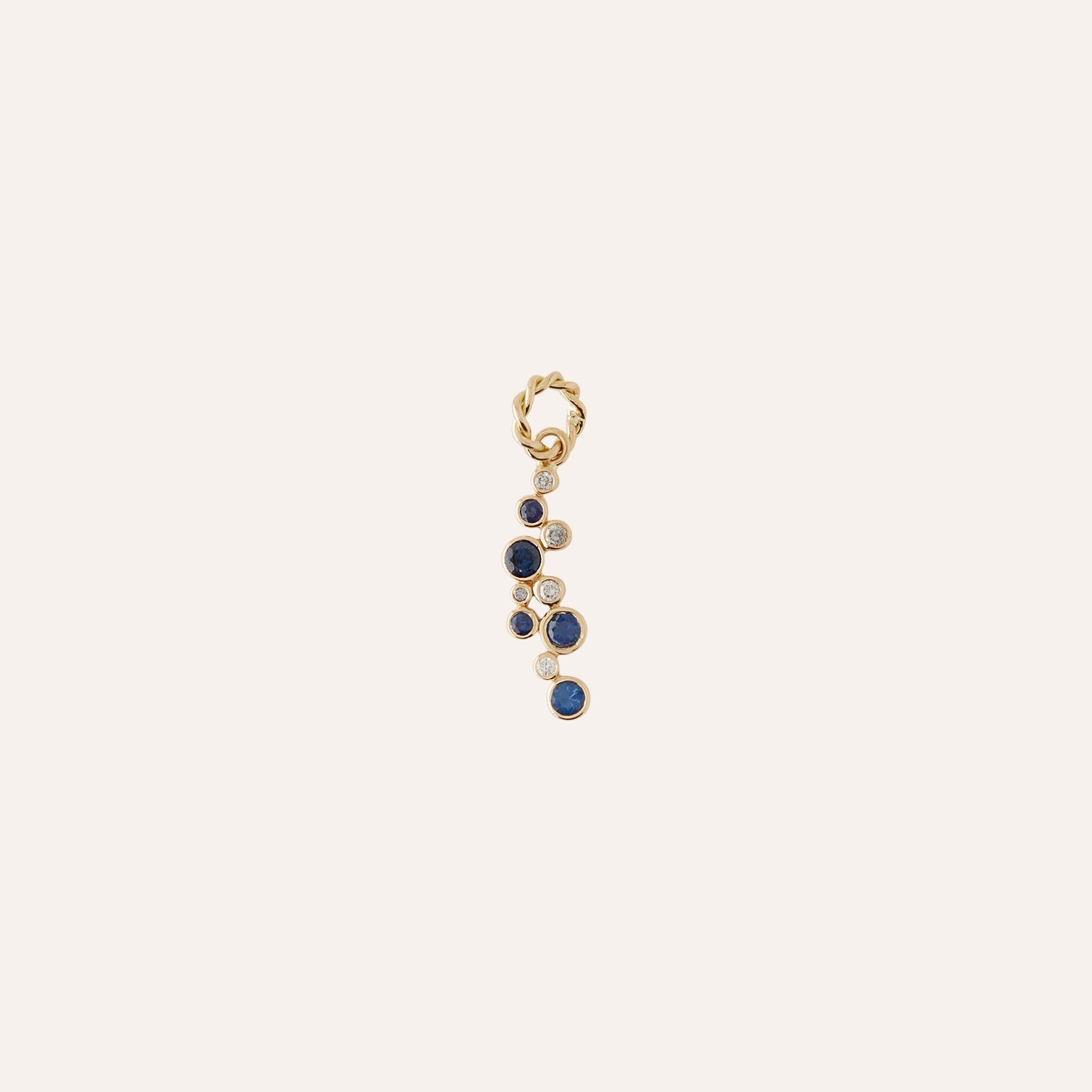 14K Diamond Blue Sapphire Celestial Charm