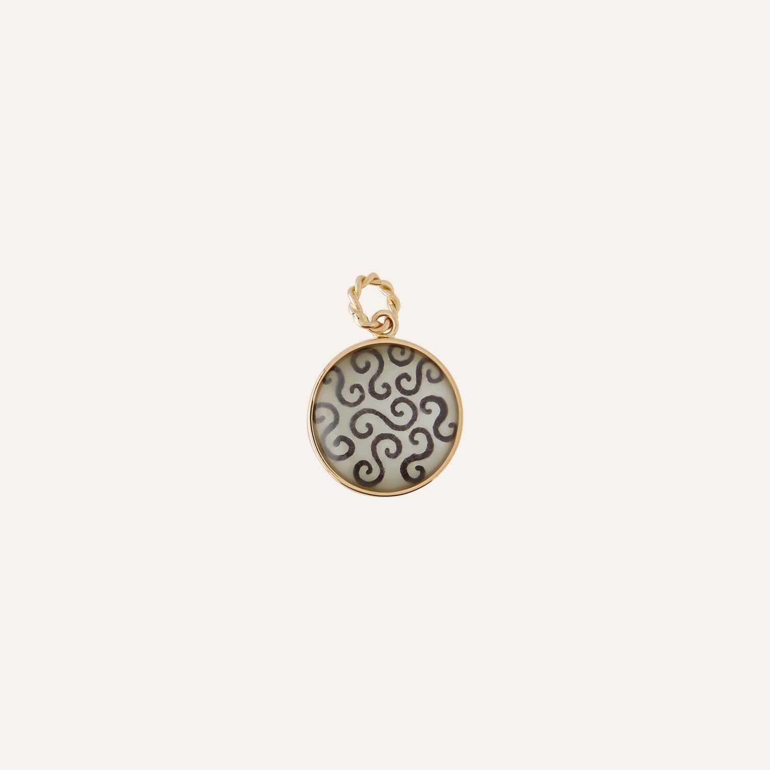 14K Rock Crystal Swirl Charm