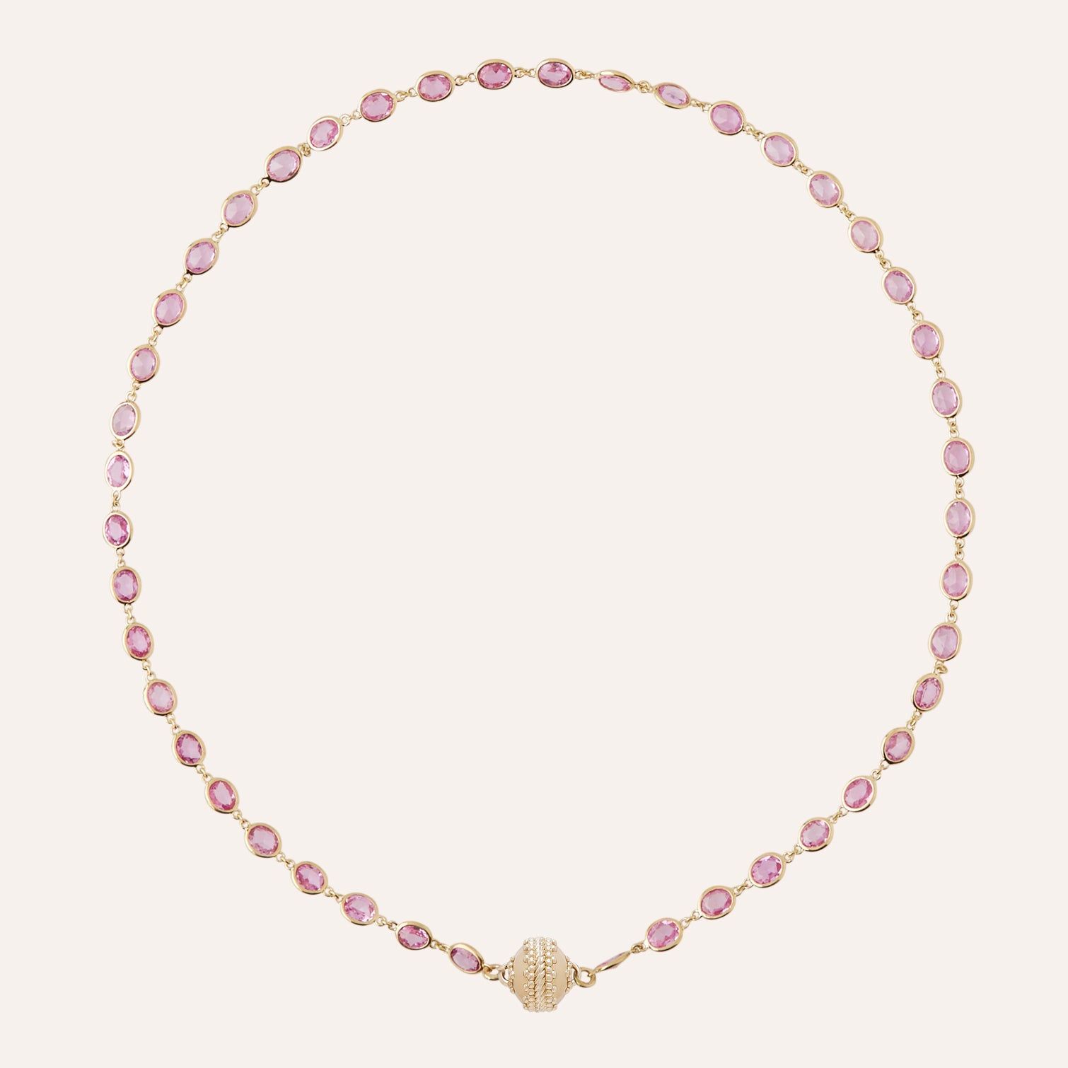 18K Pink Sapphire Station Mini Necklace