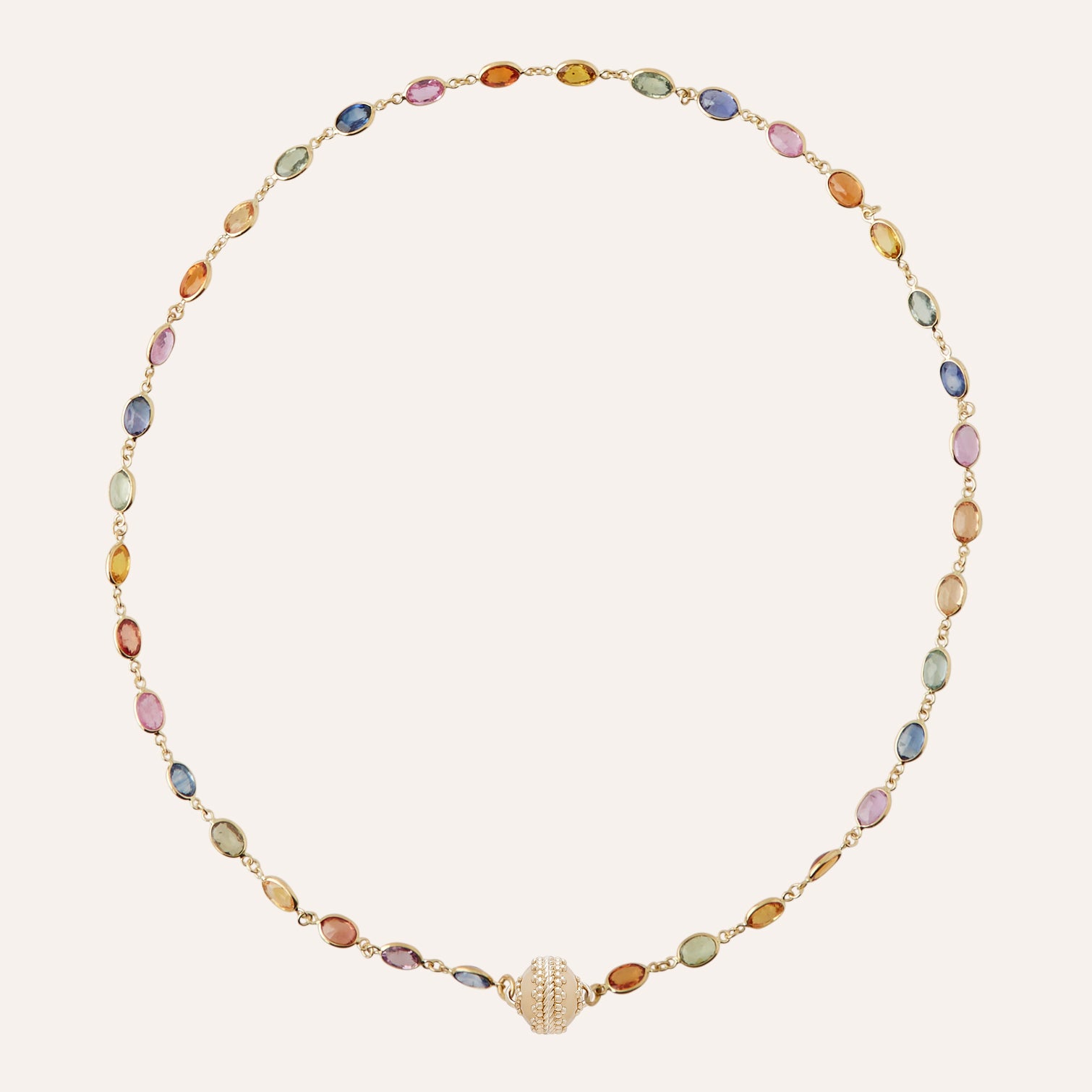 18K Rainbow Sapphire Station Mini Necklace