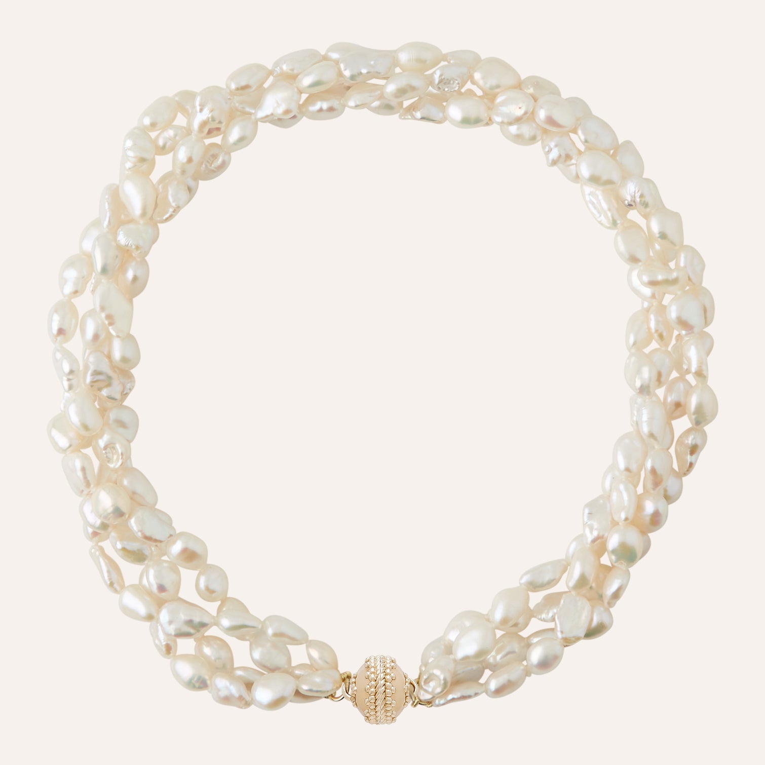 White Freshwater Keshi Pearl Multi-Strand Necklace