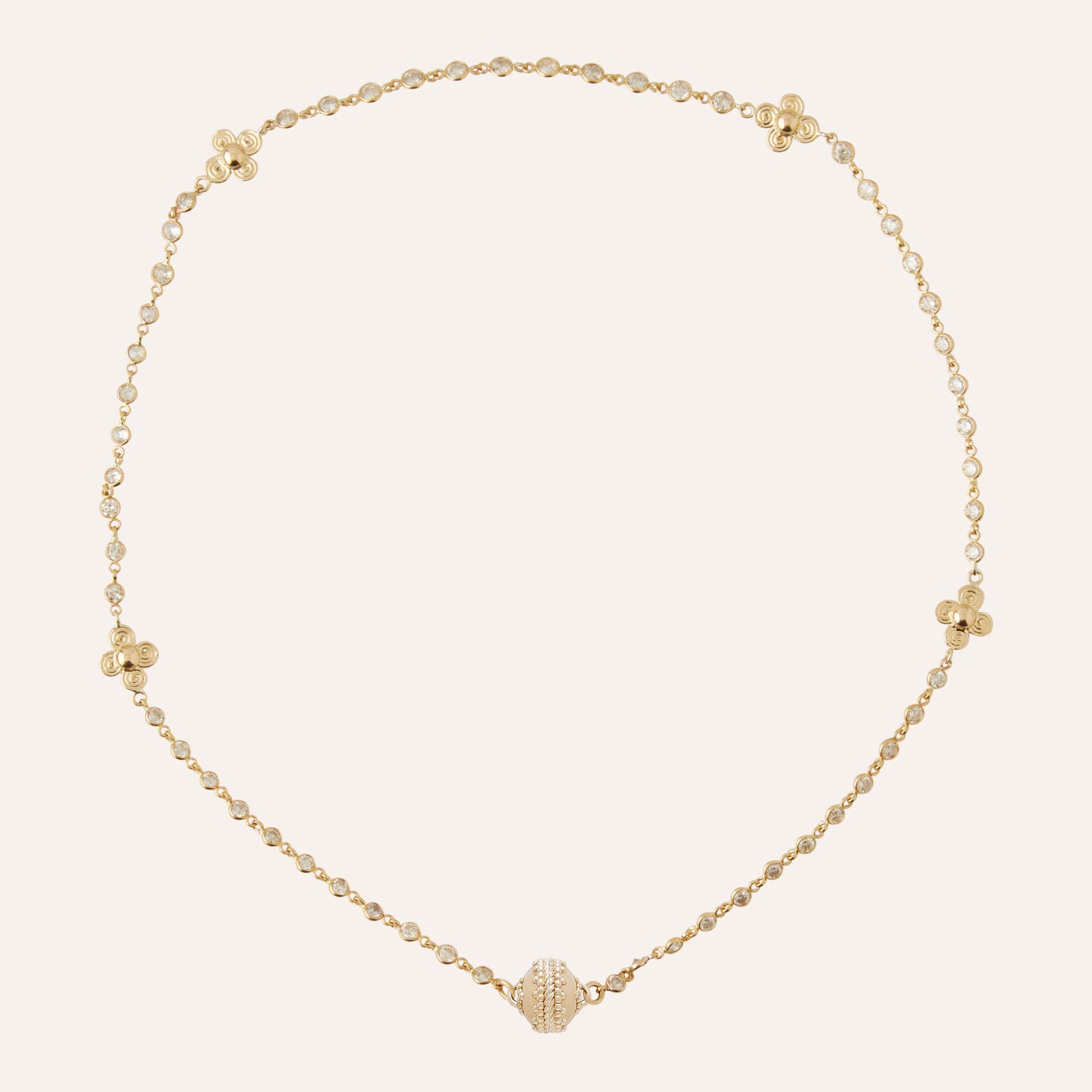 18K Micro Petal Diamond Station Mini Necklace