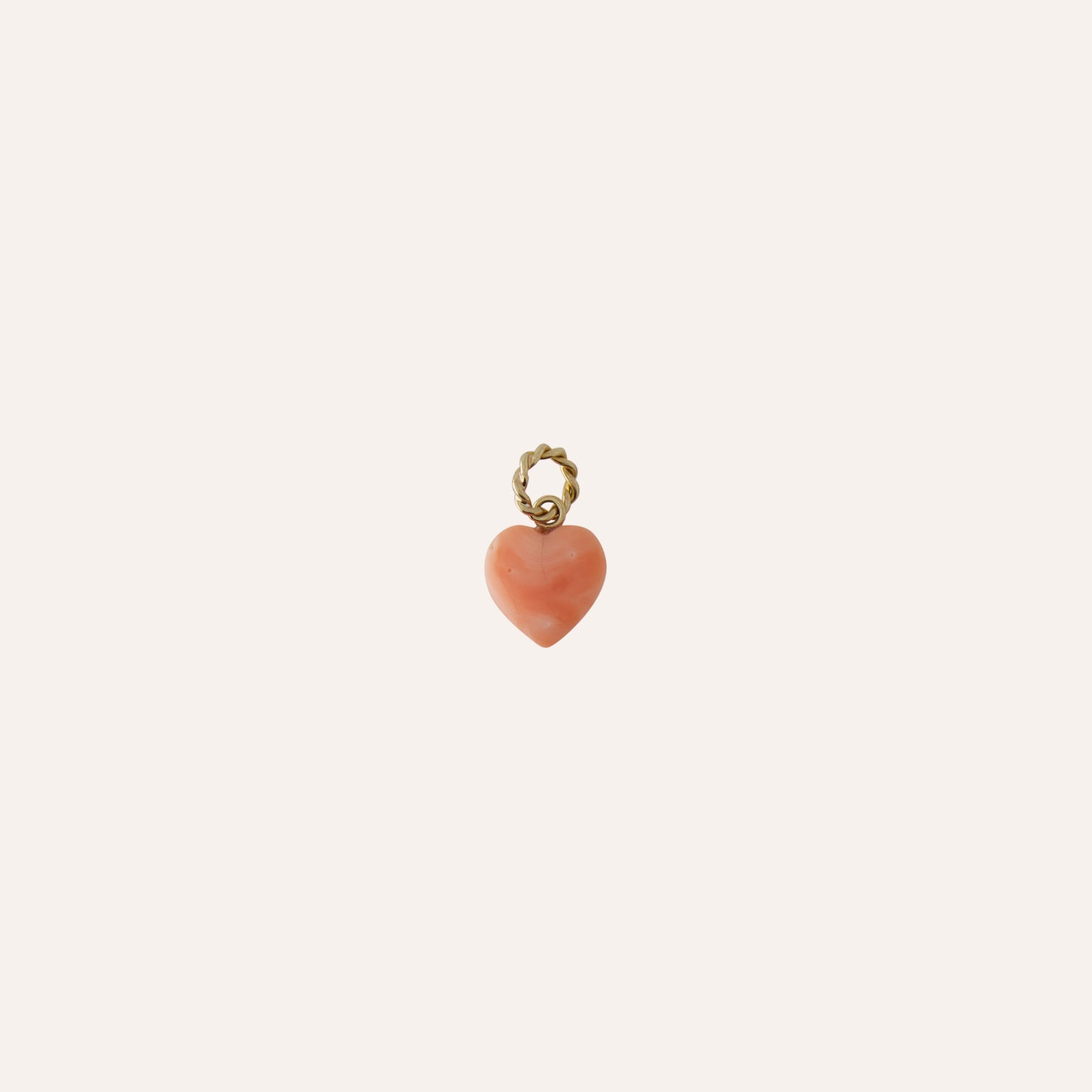 18K Peach Coral Petite Heart Charm