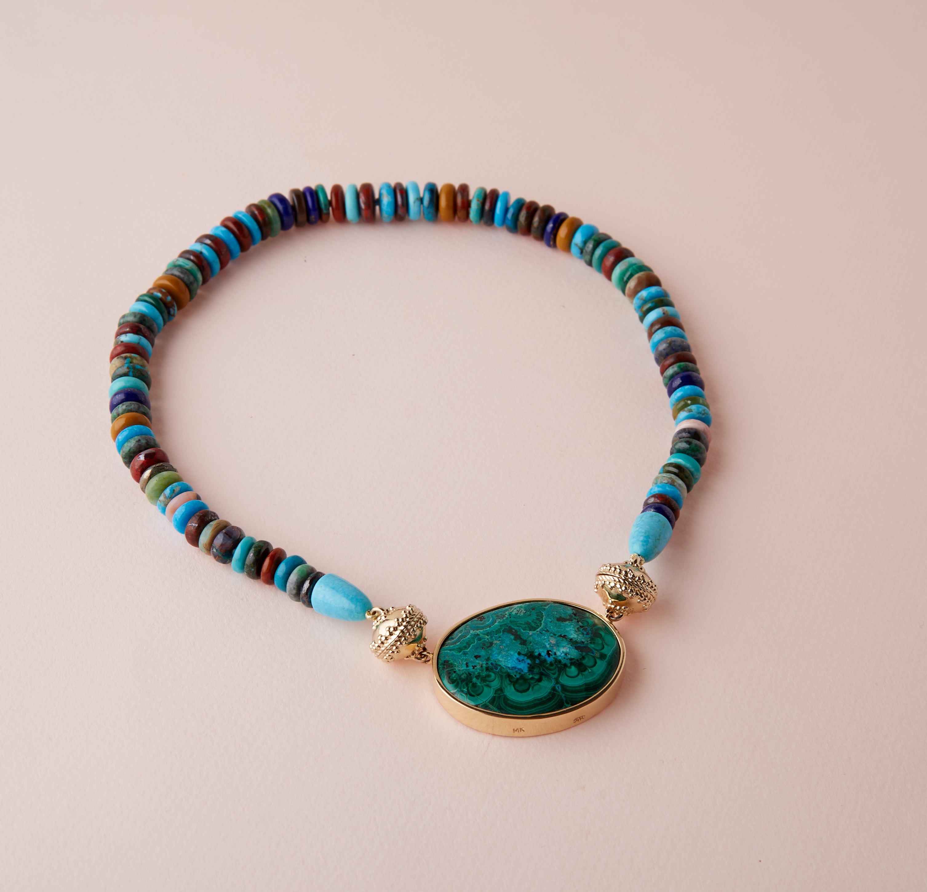 Turquoise Mixed Stone Graduated Rondelle Necklace