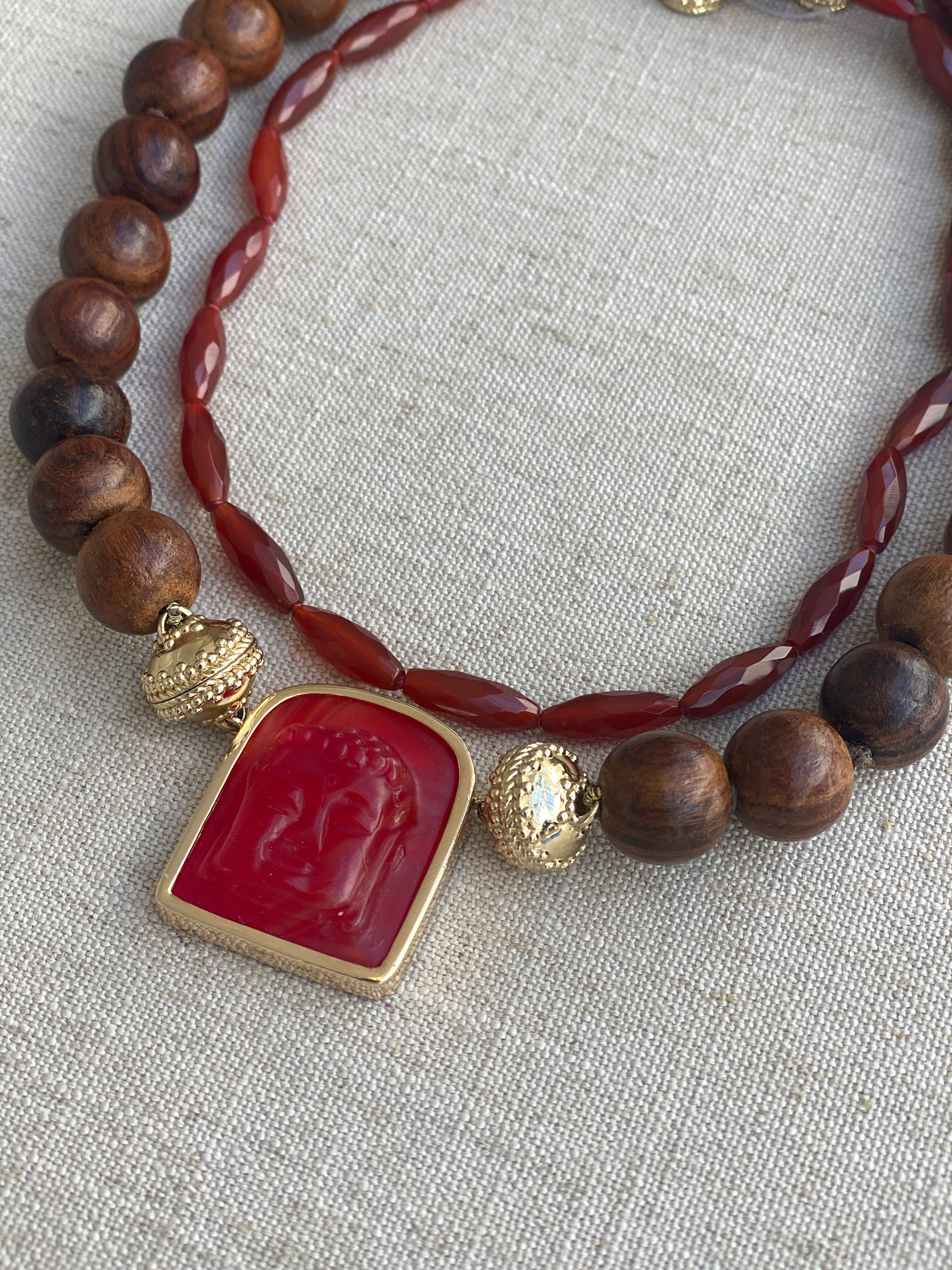 Nancy Faceted Carnelian Tube Mini Necklace