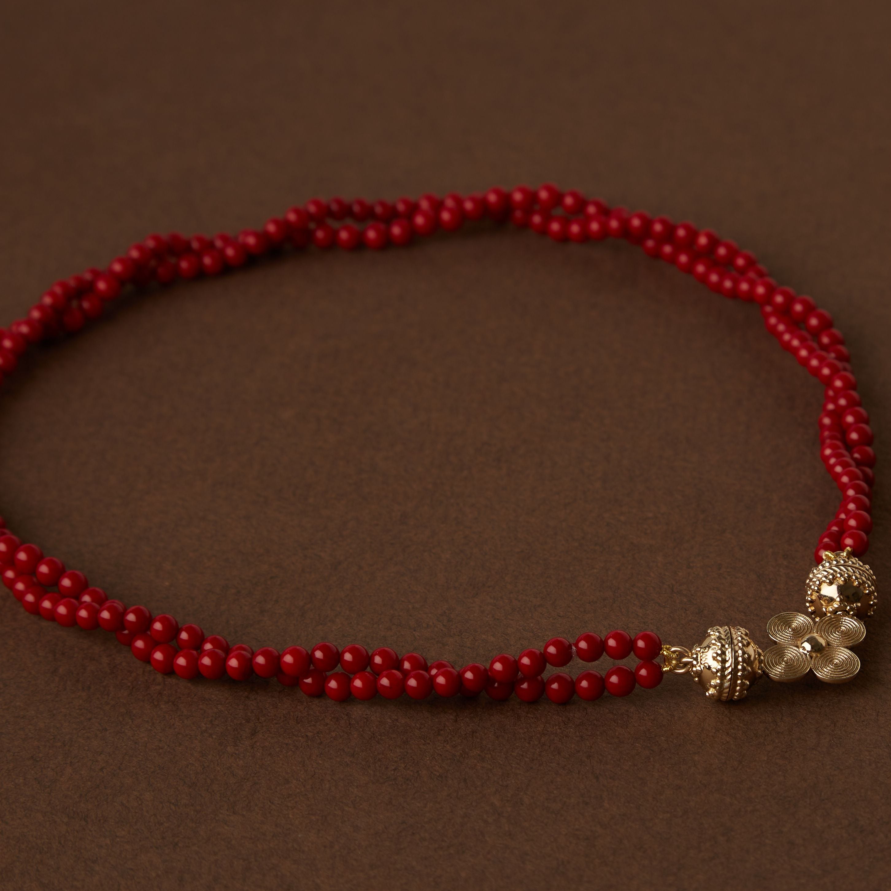 Victoire 4mm Dark Red Coral Mini Necklace