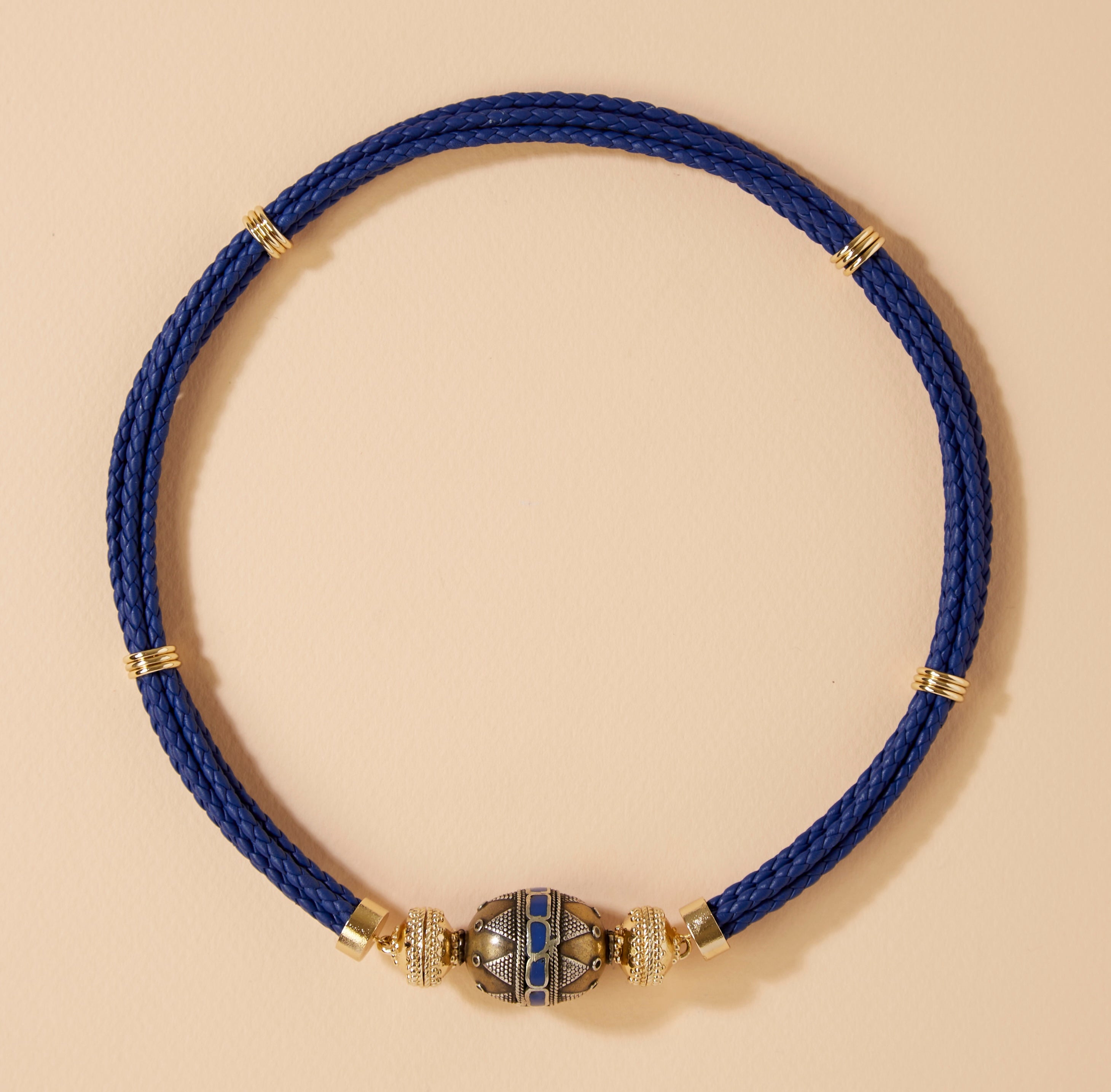 Aspen Braided Leather Royal Blue Necklace