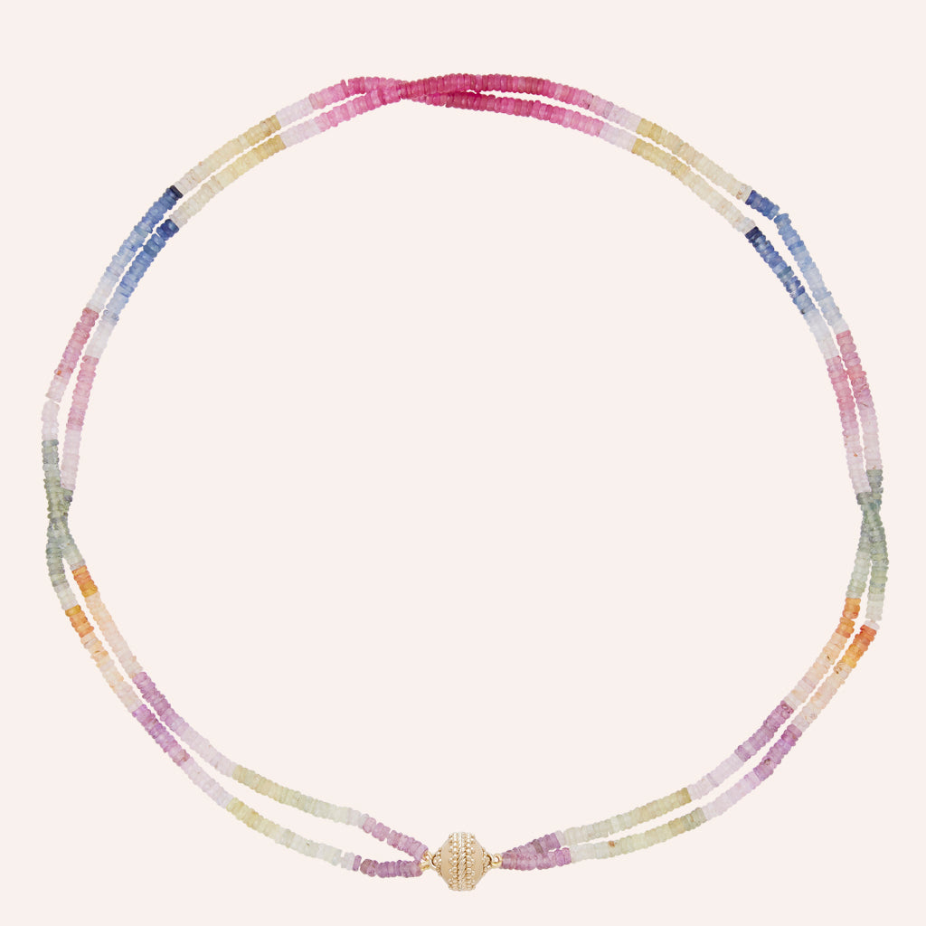 Rainbow Sapphire Double Strand Mini Necklace