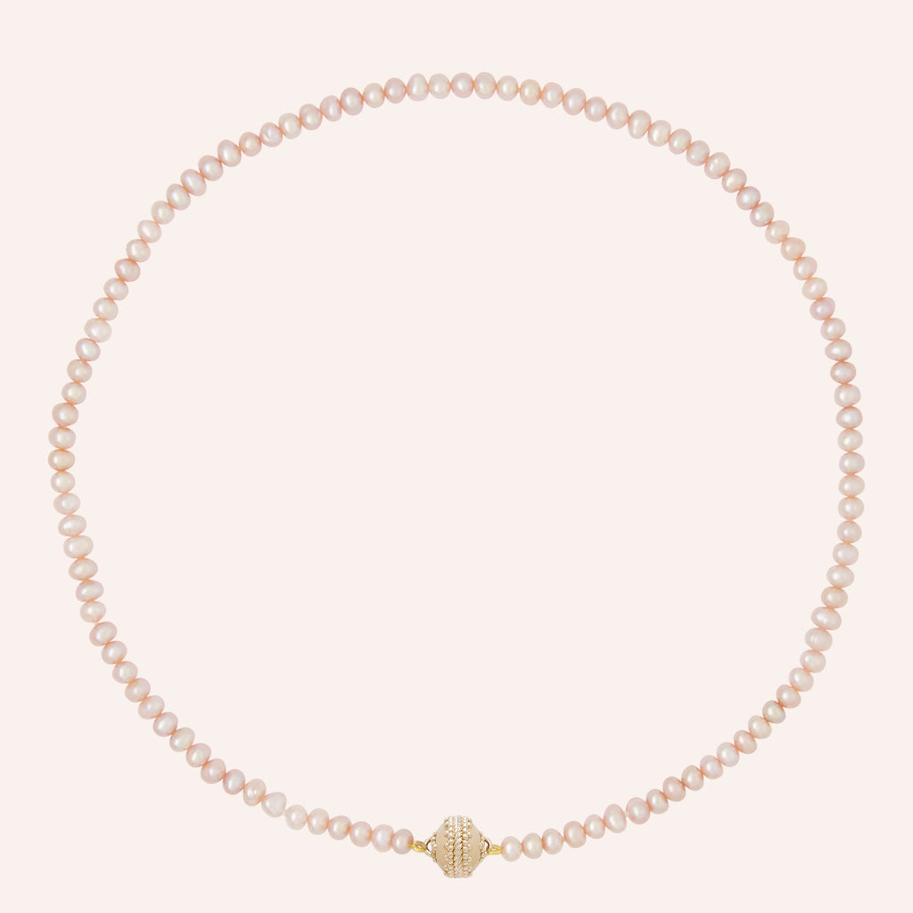 Pink Freshwater 4mm Potato Pearl Mini Necklace