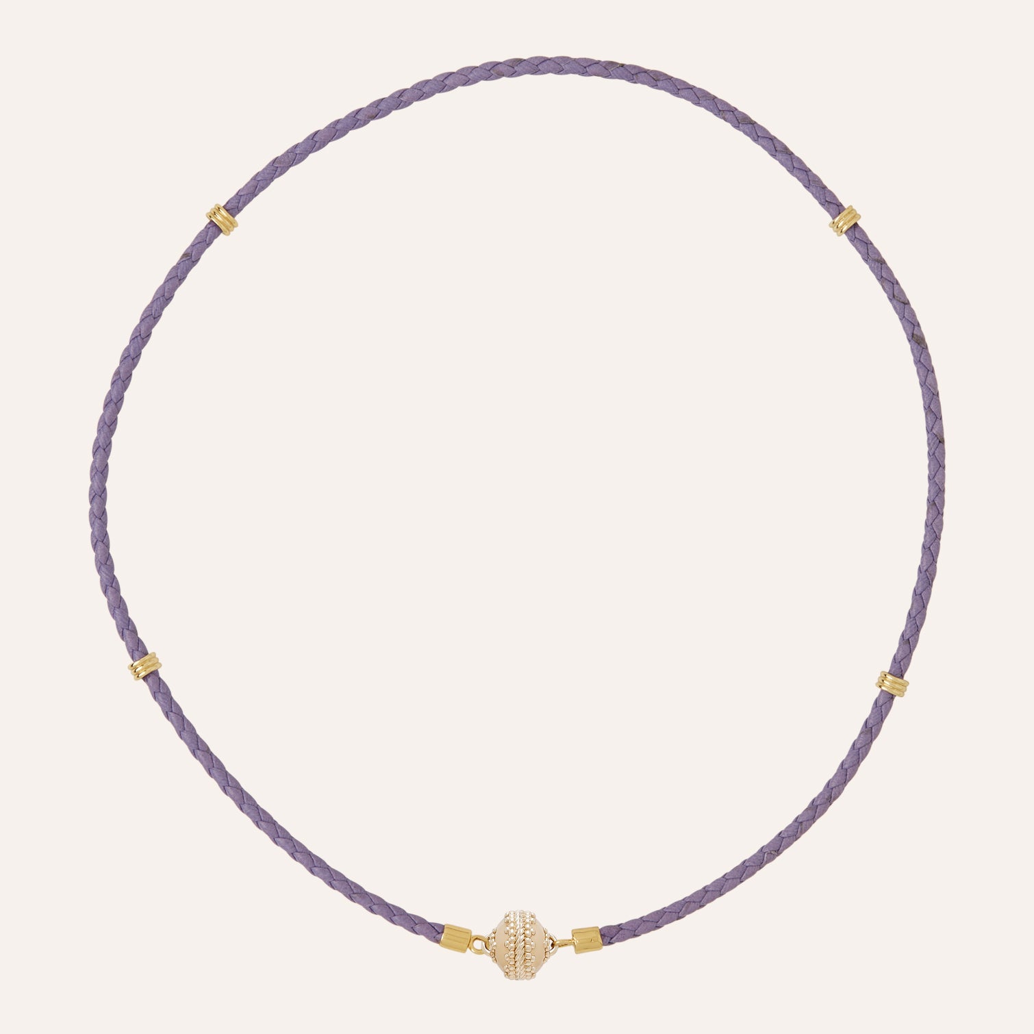 Aspen Braided Leather Lavender Mini Necklace