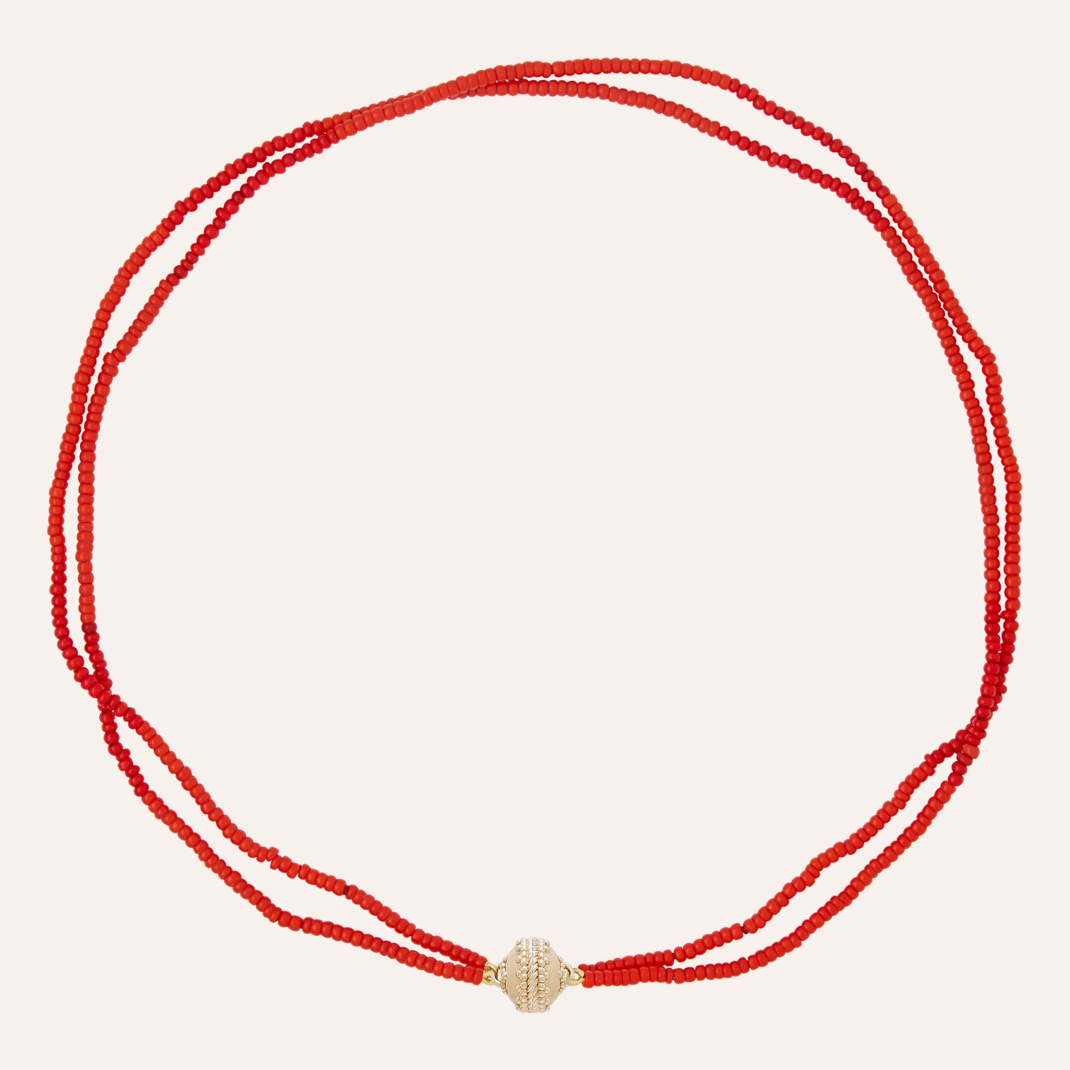 Red Micro Glass Bead Double-Strand Mini Necklace