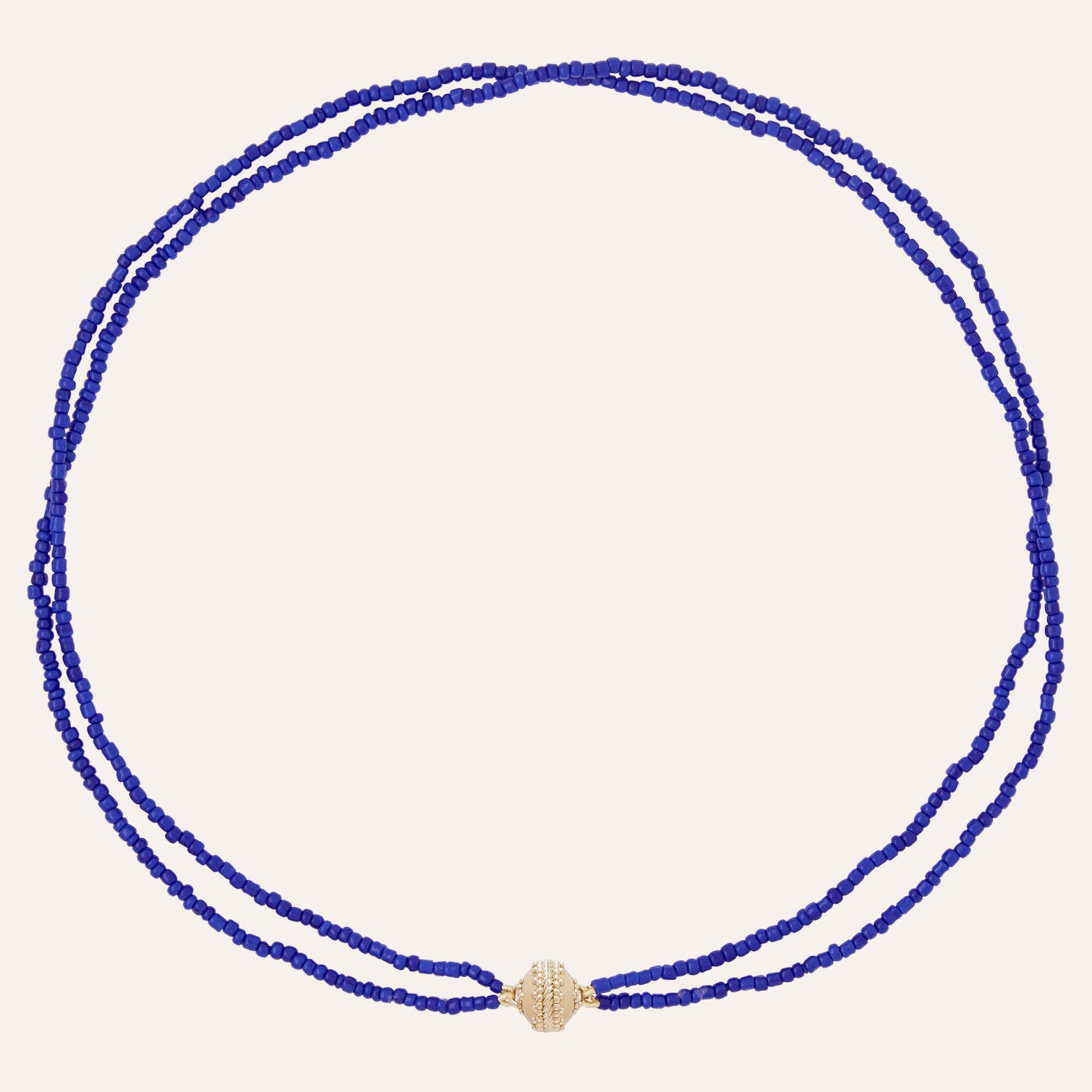 Dark Blue Micro Glass Bead Double-Strand Mini Necklace