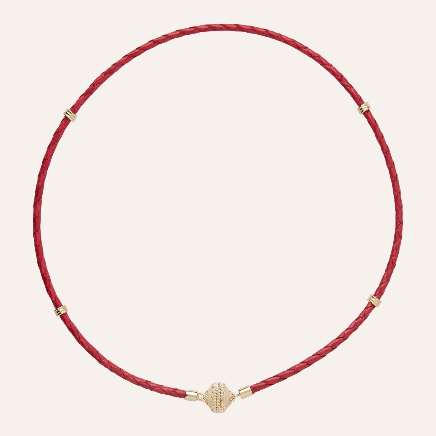 Aspen Braided Leather Magenta Mini Necklace