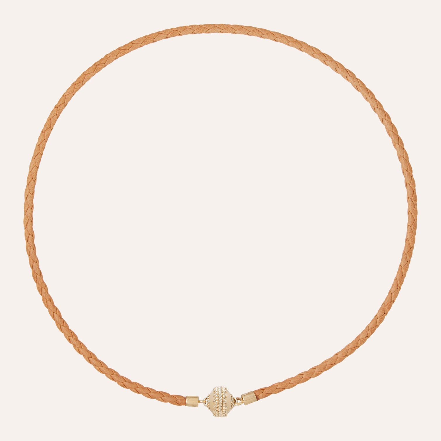 Aspen Tan Braided Leather Mini Necklace