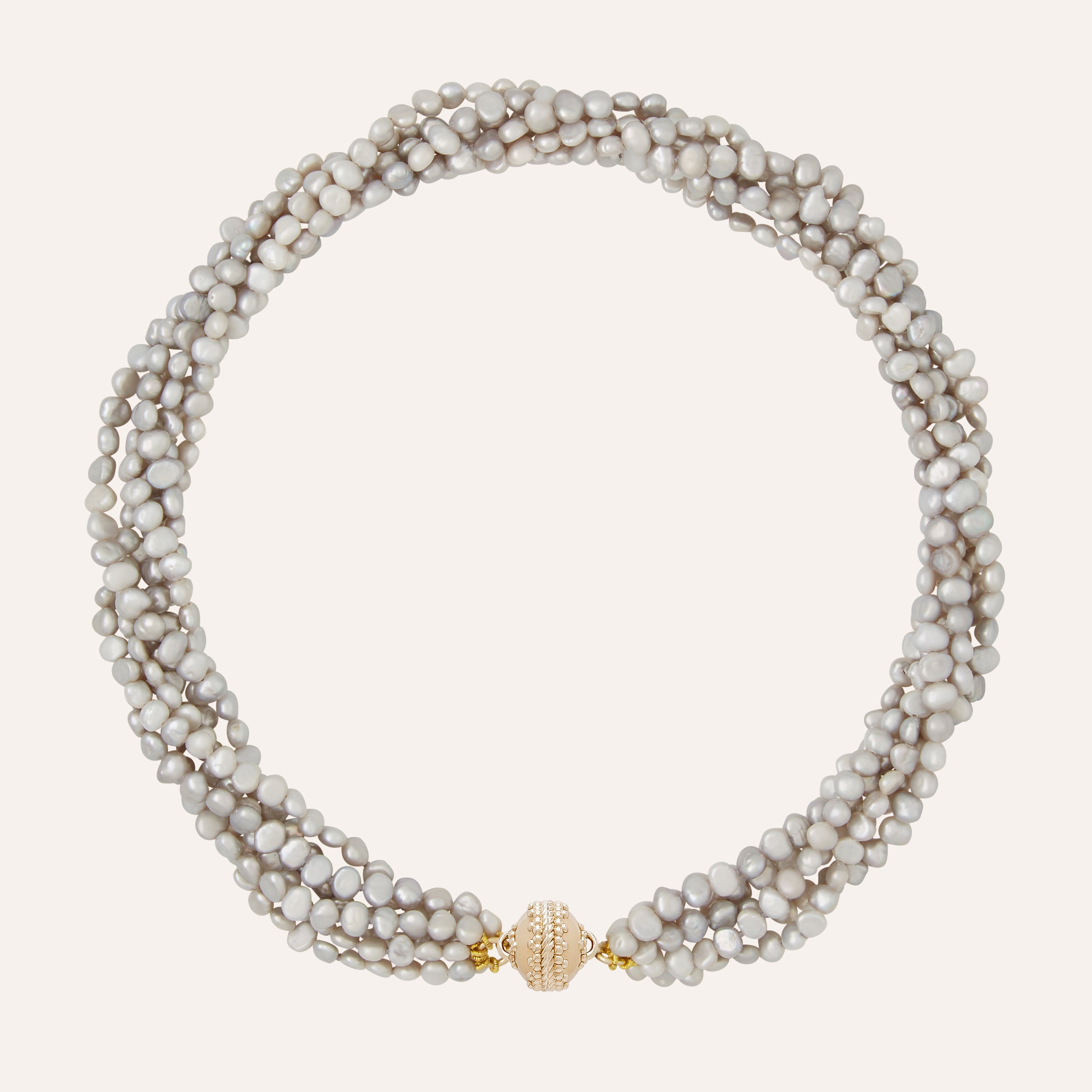 Stunning Multistrand Gray Pearl Necklace hot