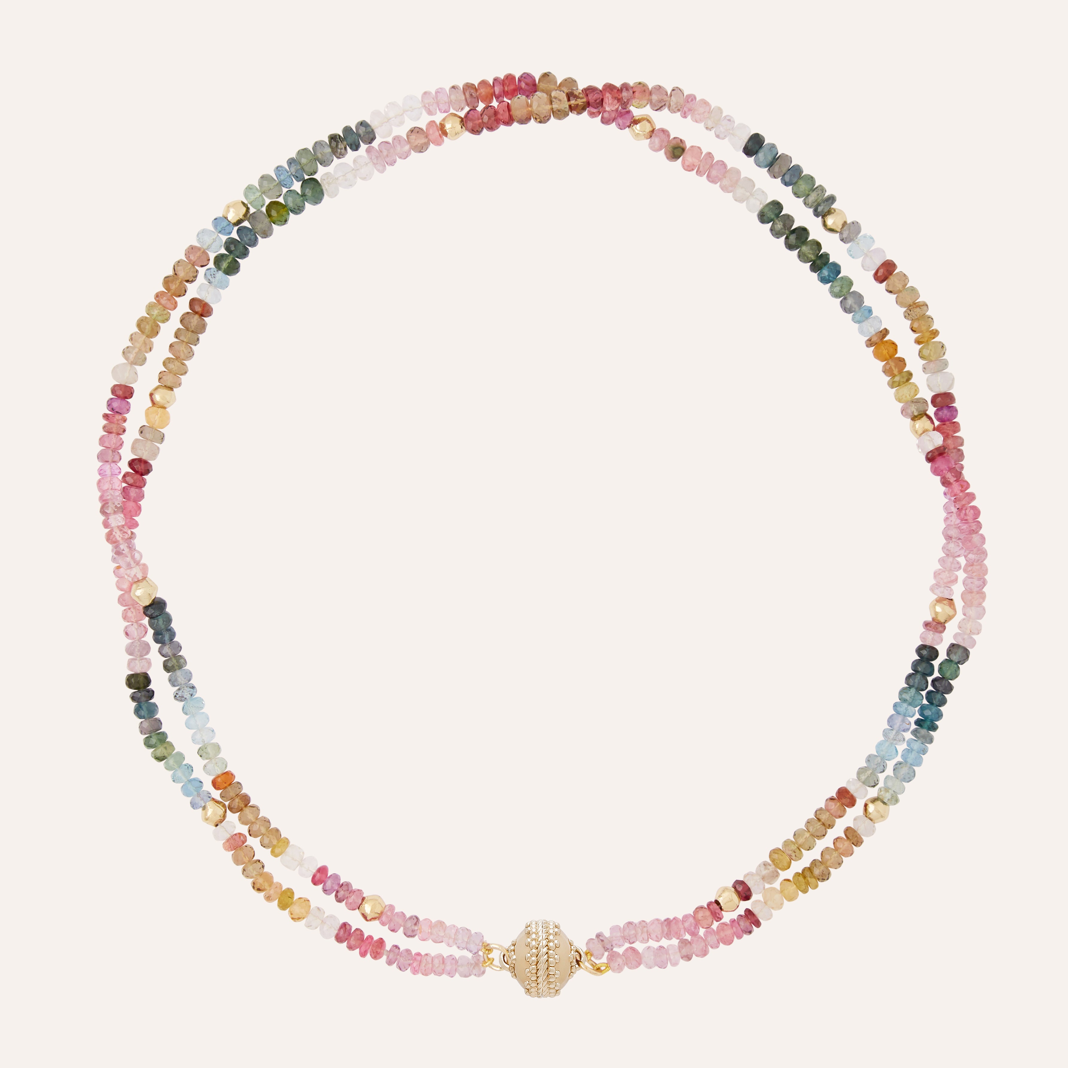 Peppercorn Multi-Colored Tourmaline Faceted Rondelle 4-6mm Double Strand Necklace