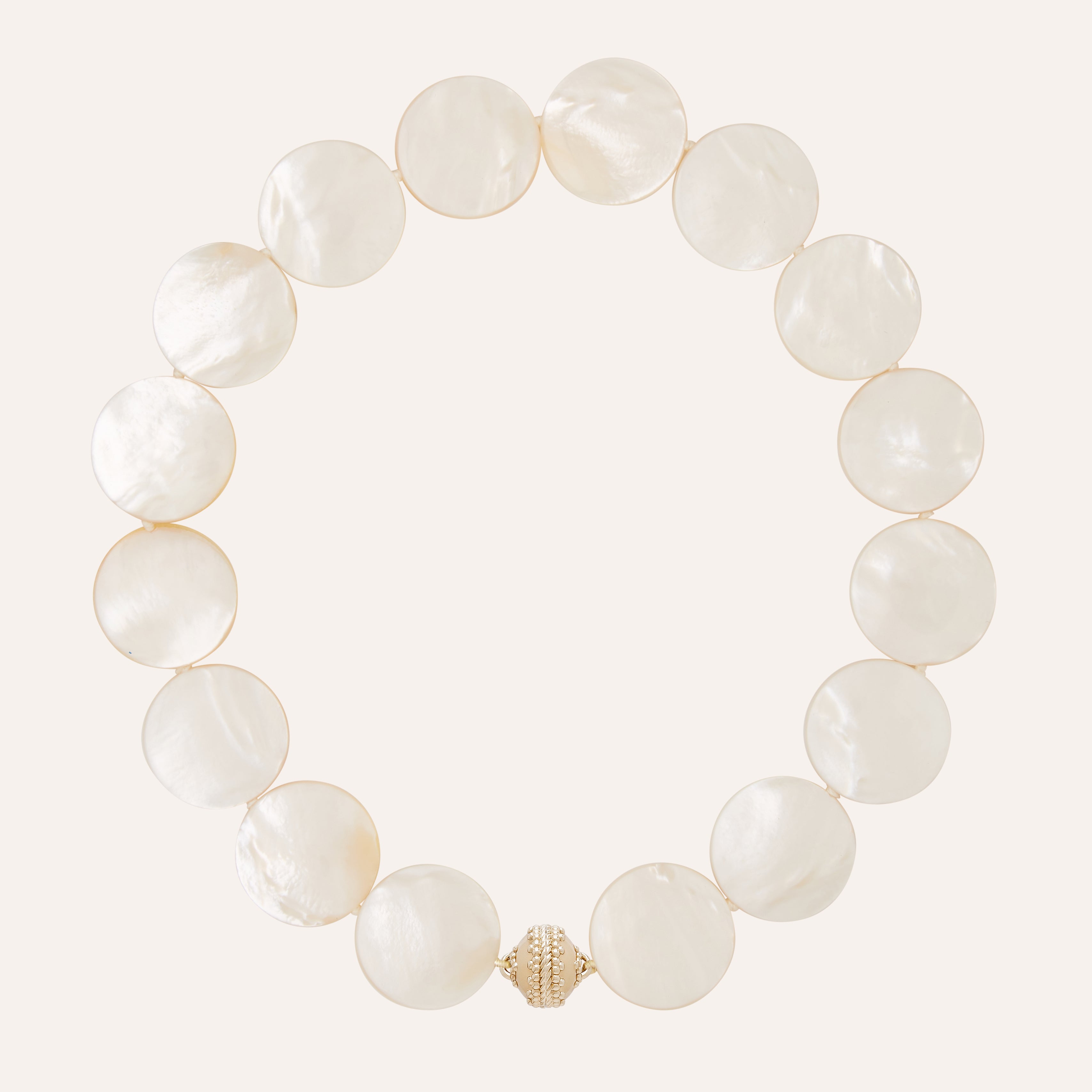 White Mother of Pearl Coin 25mm Necklace