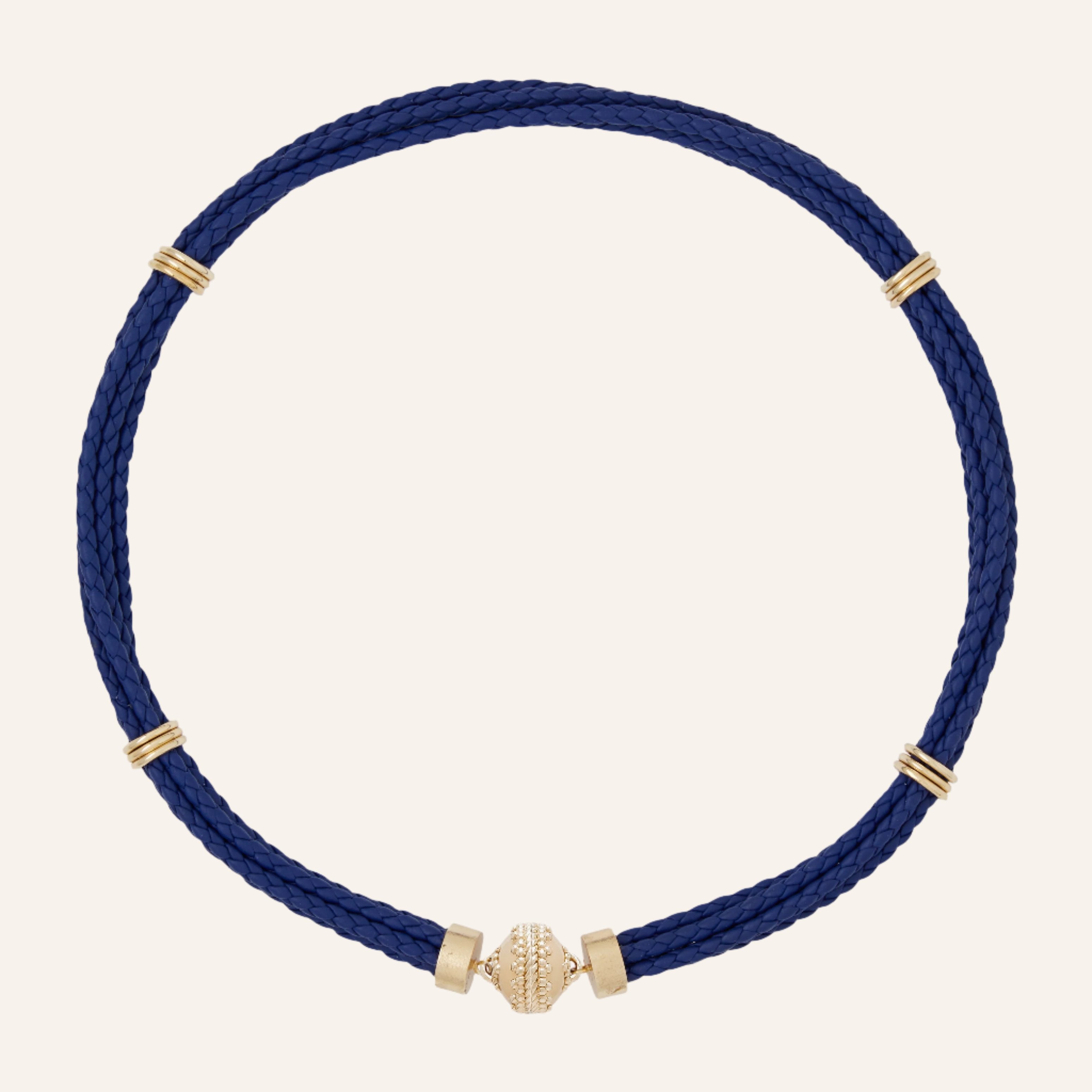 Aspen Braided Leather Royal Blue Necklace