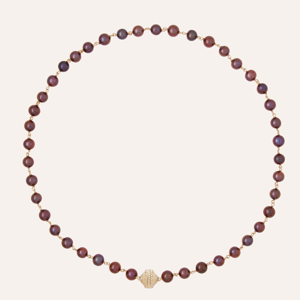 Caspian Purple Peacock Pearl Necklace