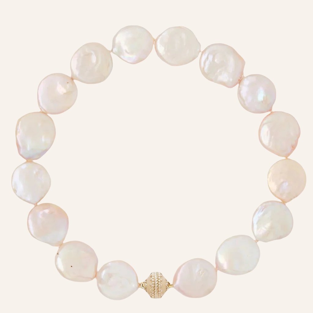 Pink Freshwater Coin Pearl 24-25mm Necklace