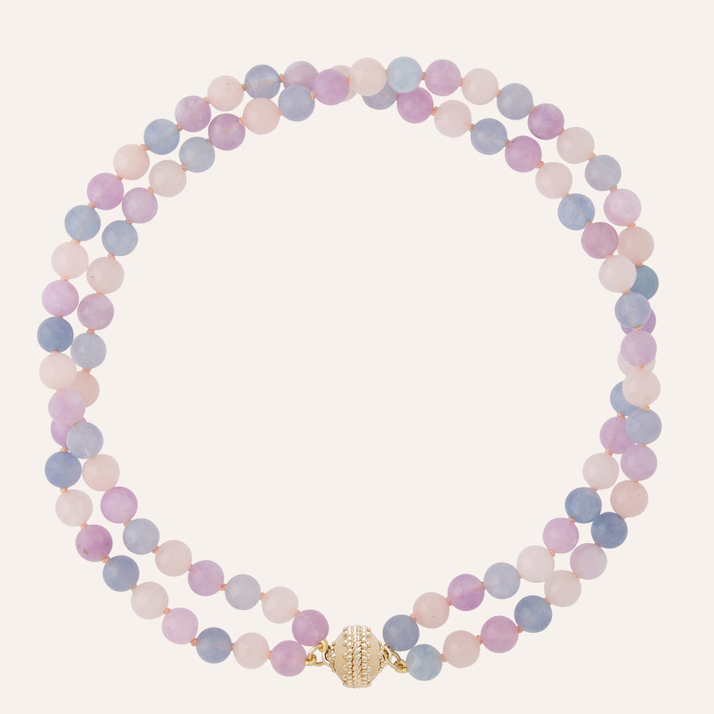 Victoire Amethyst & Rose Quartz 8mm Double Strand Necklace