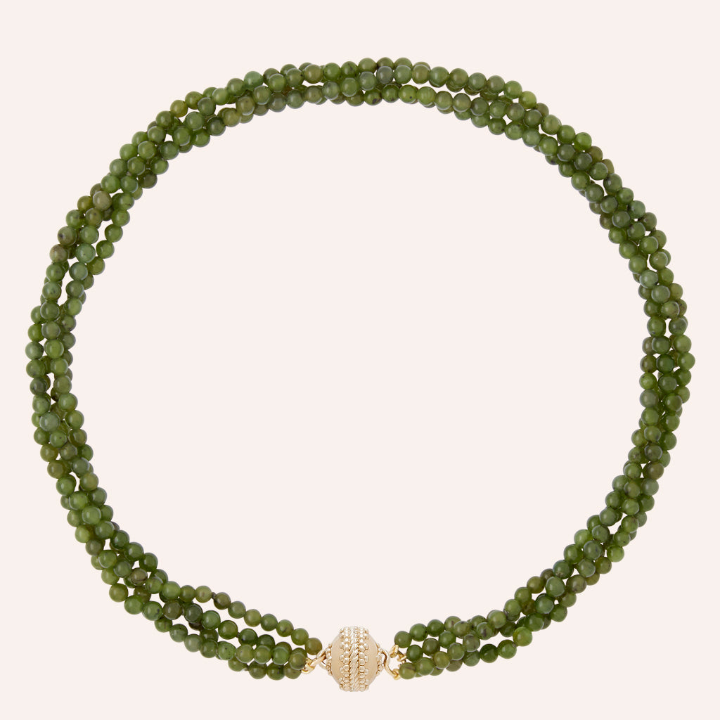 Victoire Green Jade 4mm Multi-Strand Necklace