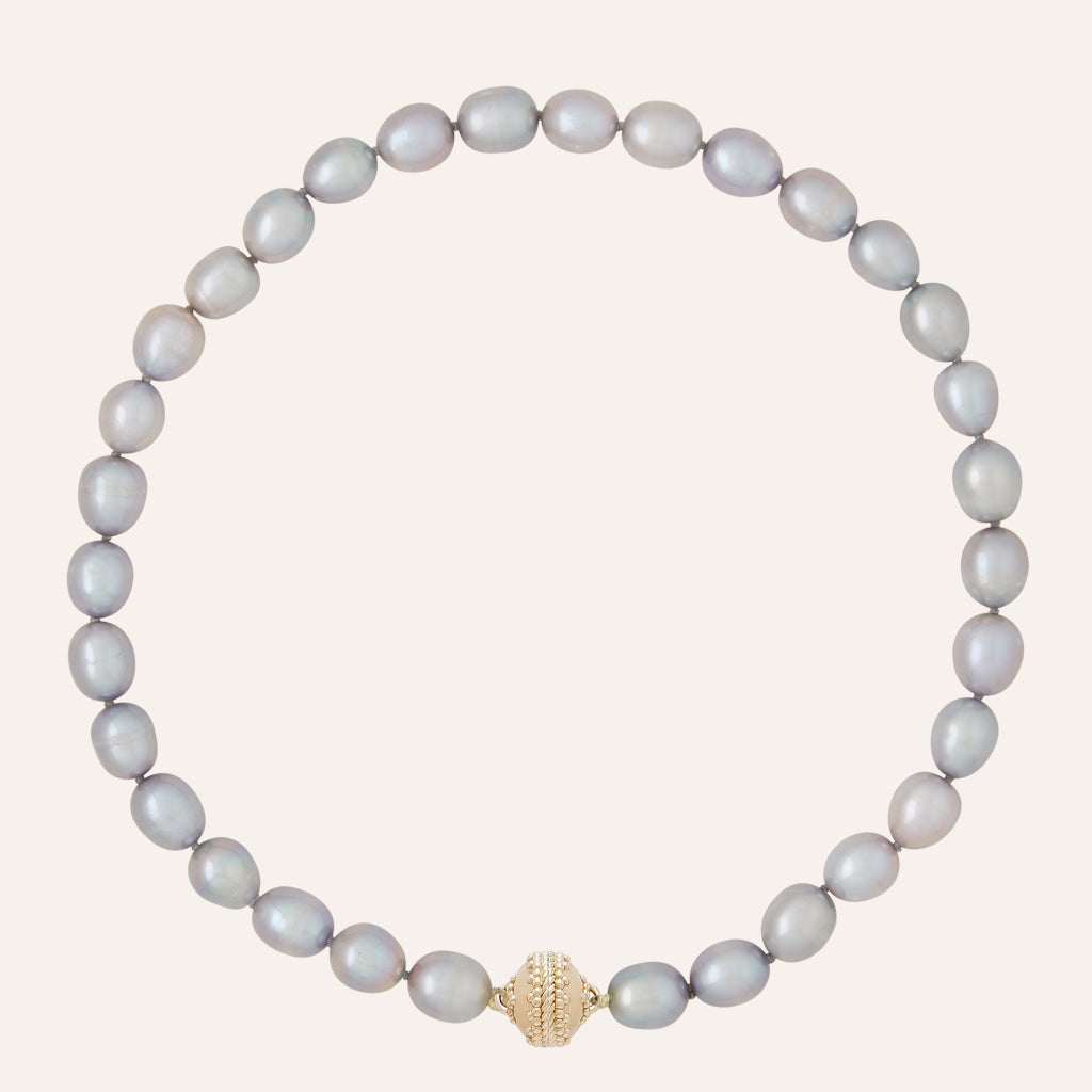 Oval Gray Freshwater Pearl Necklace