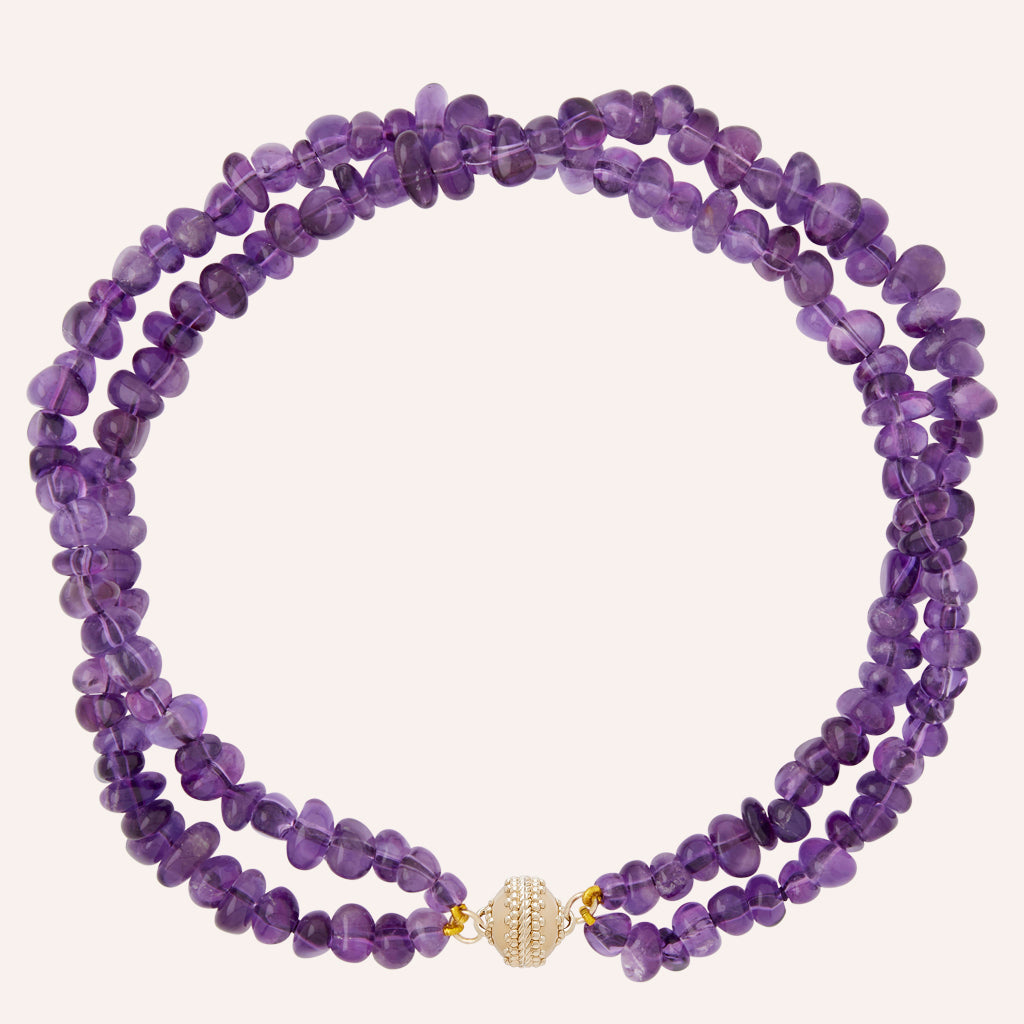 Helen Amethyst Small Nugget Double Strand Necklace