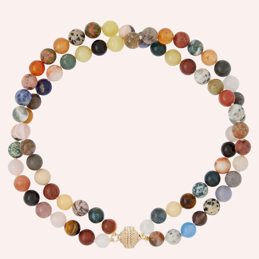 Victoire Multi-Stone 10mm Double Strand Necklace