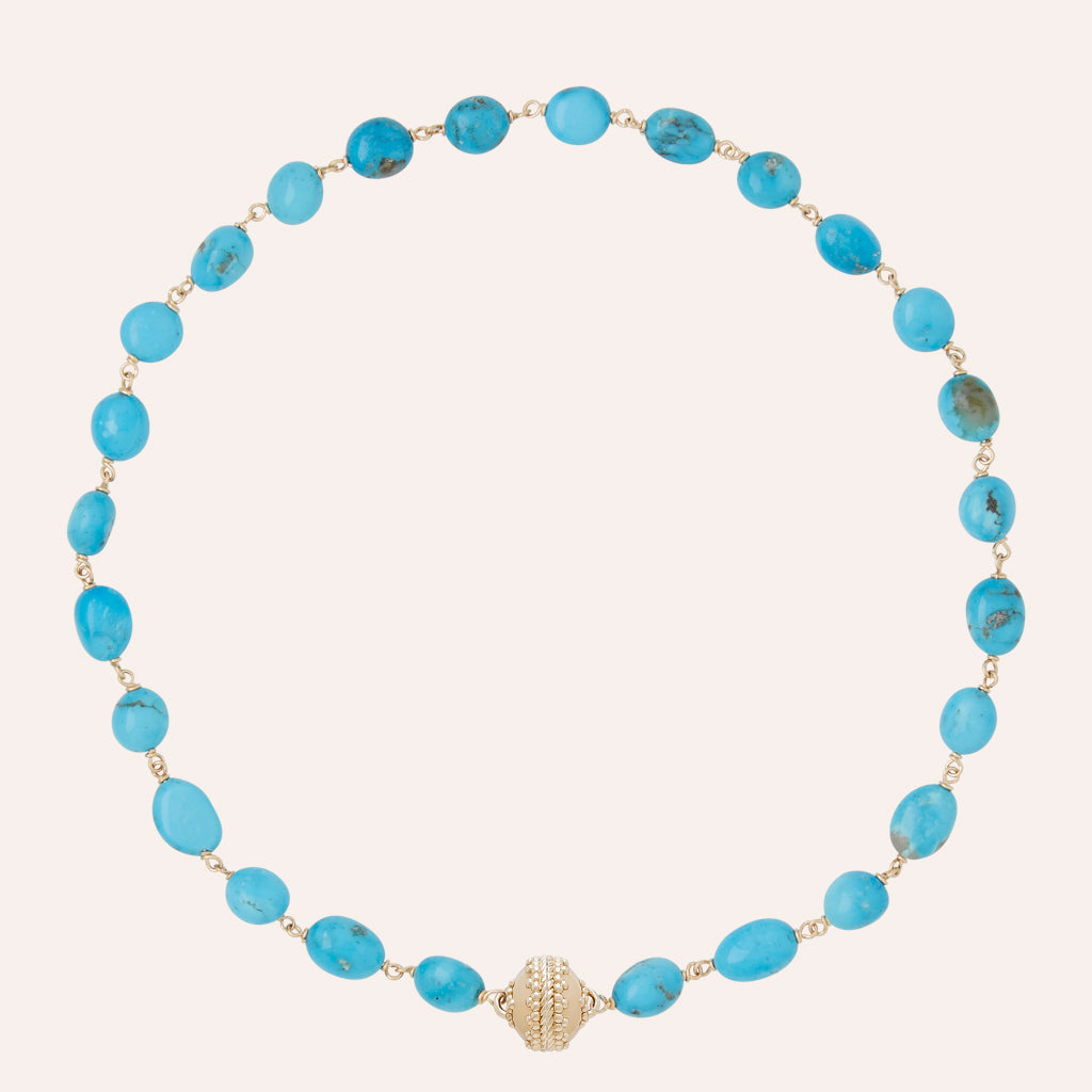 Caspian Small Kingman Turquoise Tumbled Nugget Necklace