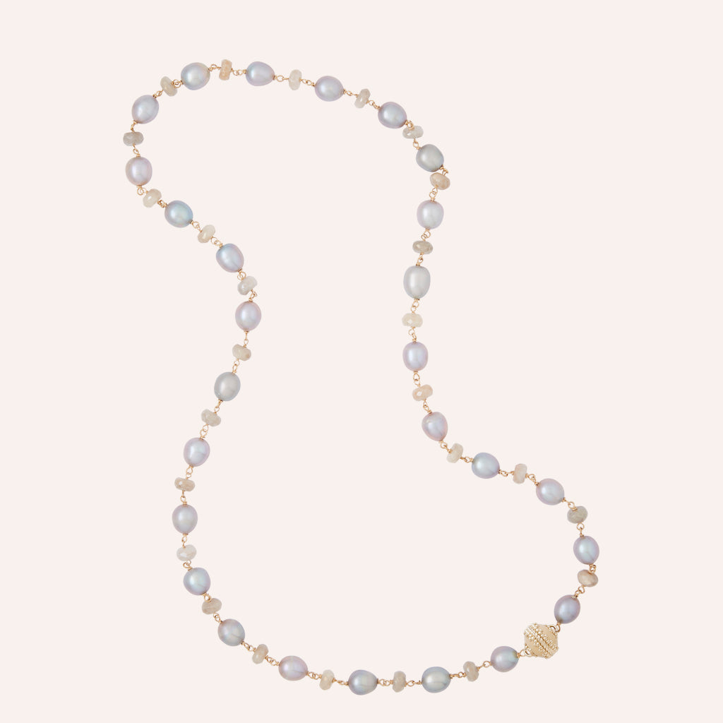 Caspian Moonstone & Freshwater Pearl Necklace