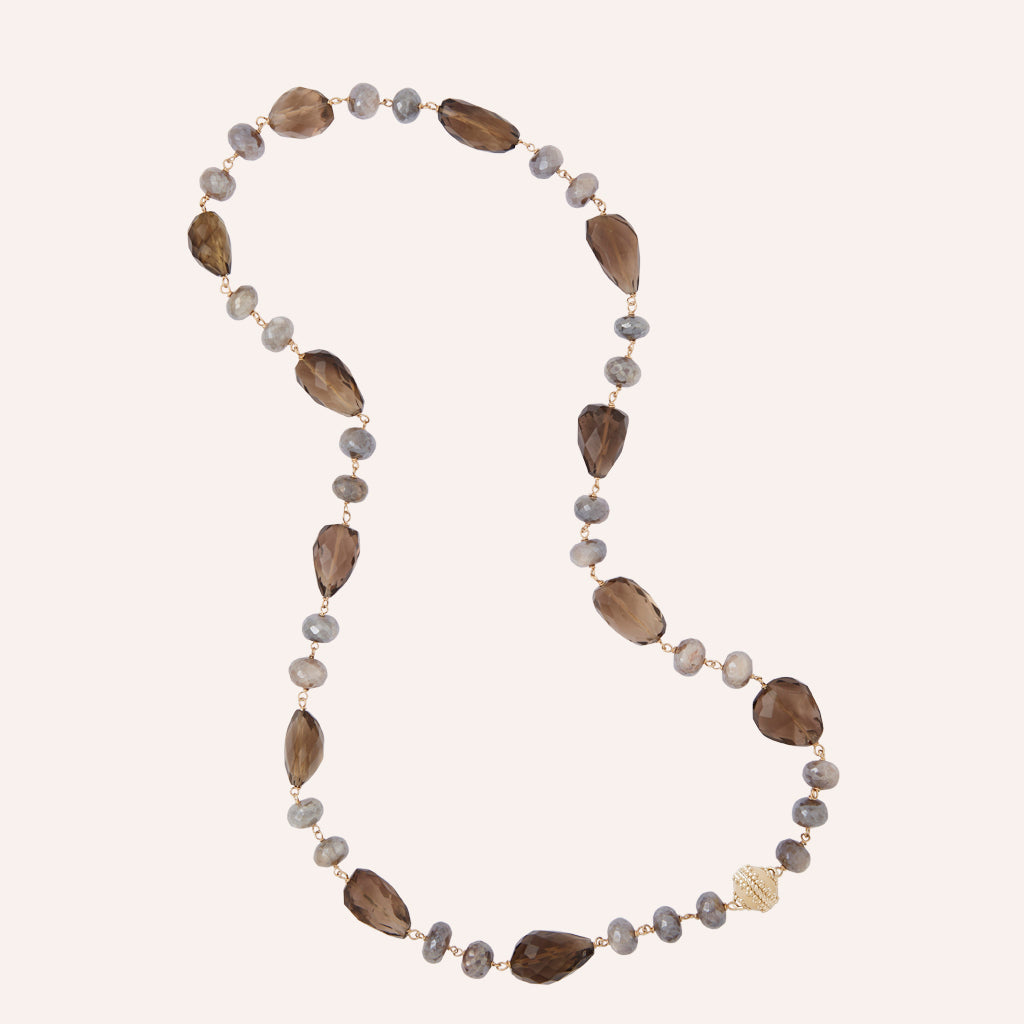 Caspian Moonstone & Smoky Quartz Necklace