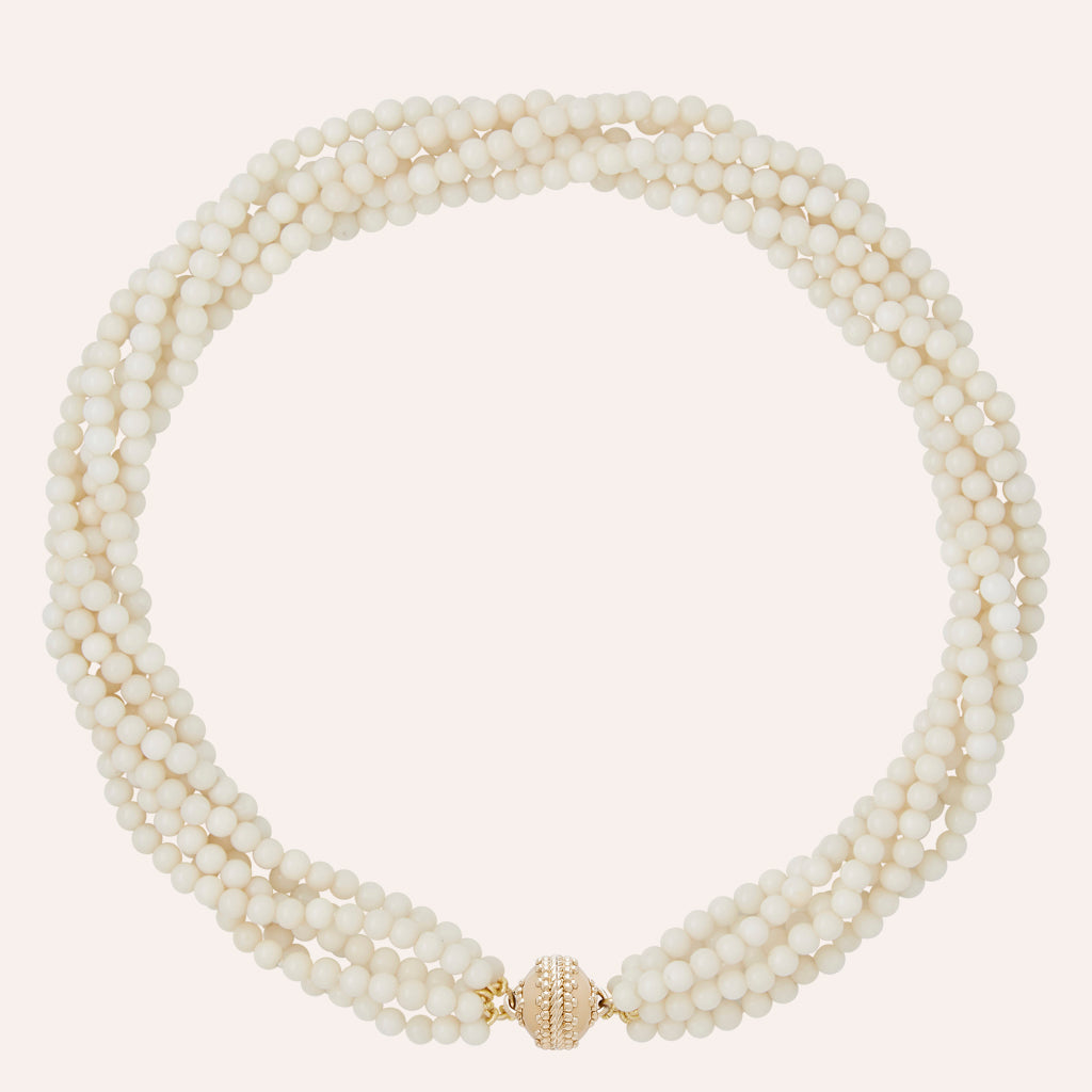 Victoire Cream White Agate 4mm Multi-Strand Necklace