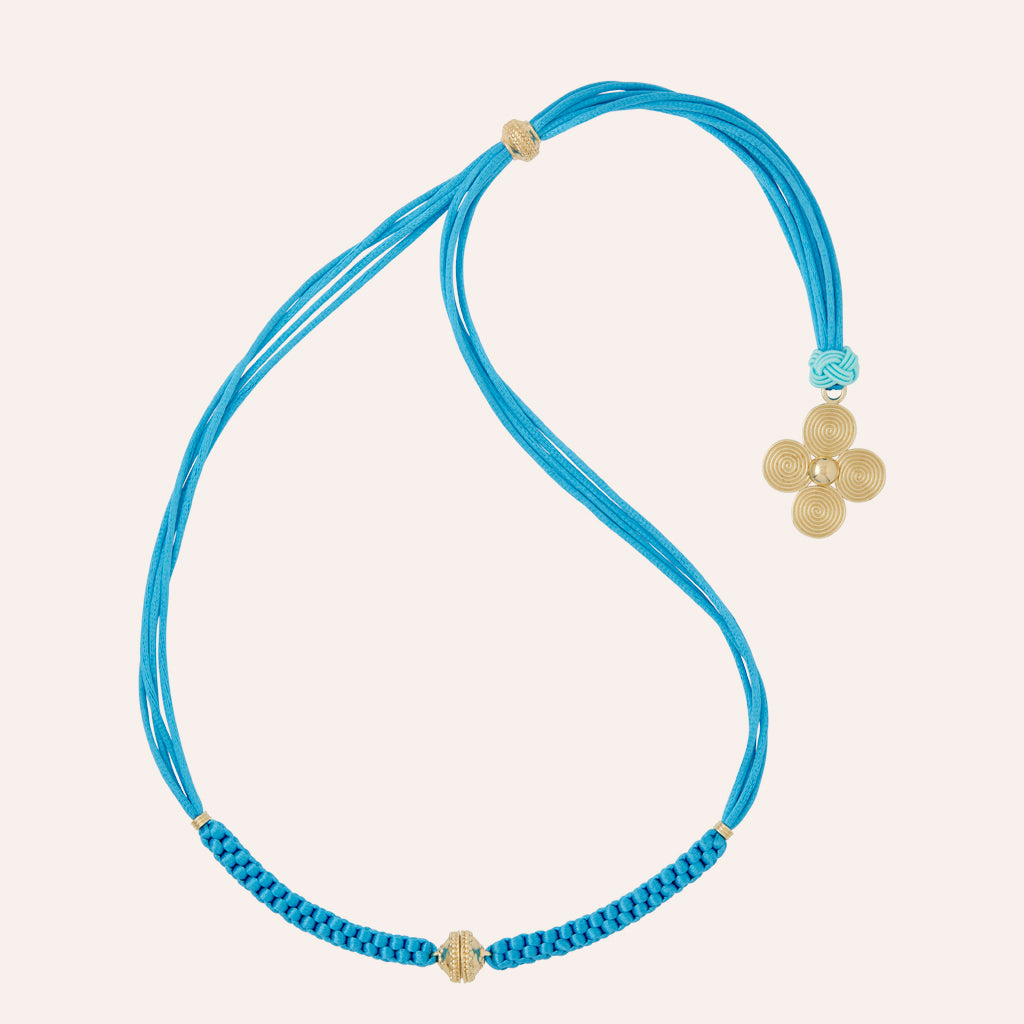 Knotted Heritage Petal Sapphire Blue Necklace