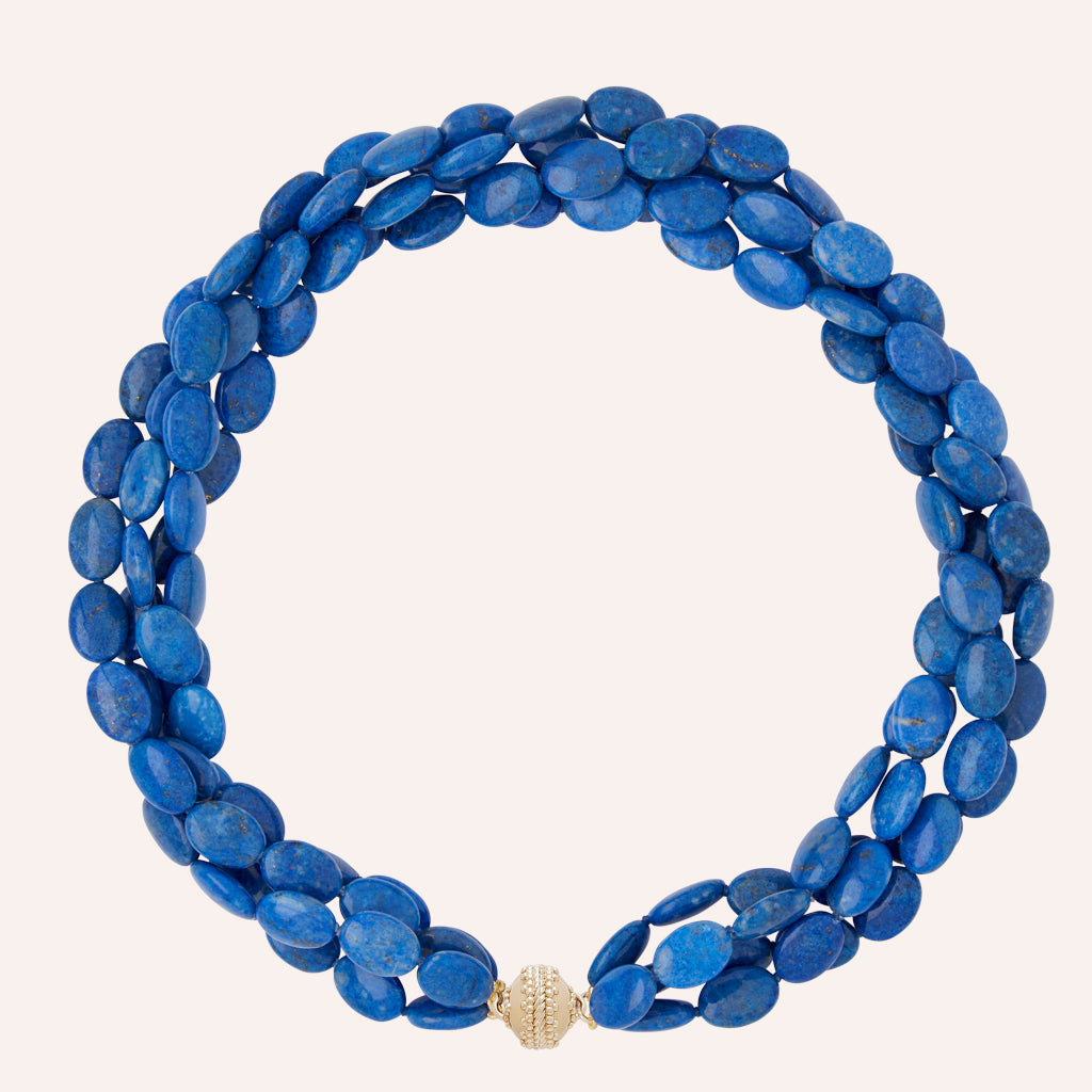 Helen Tumbled Lapis Beaded Necklace