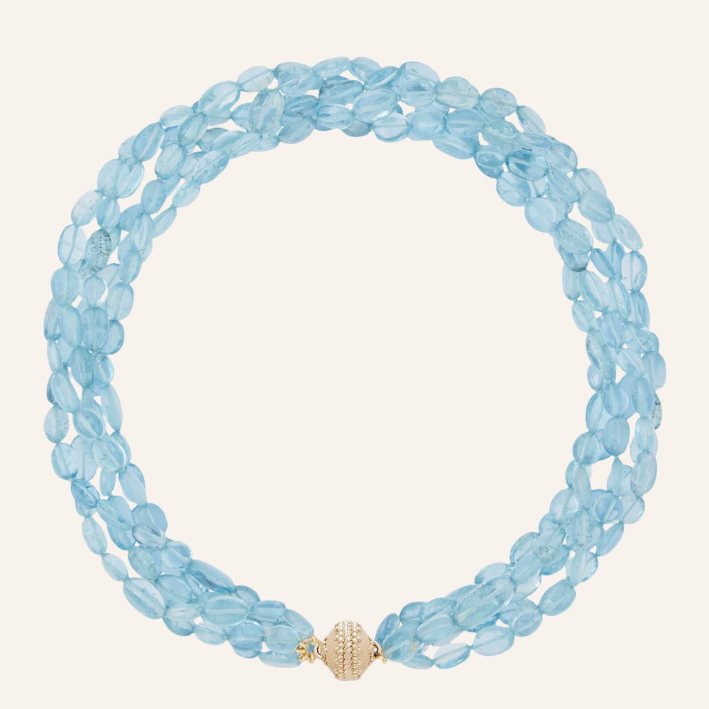 Aquamarine Oval Multi-Strand Necklace