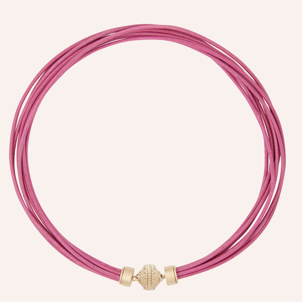 Lexington Pink Leather Necklace