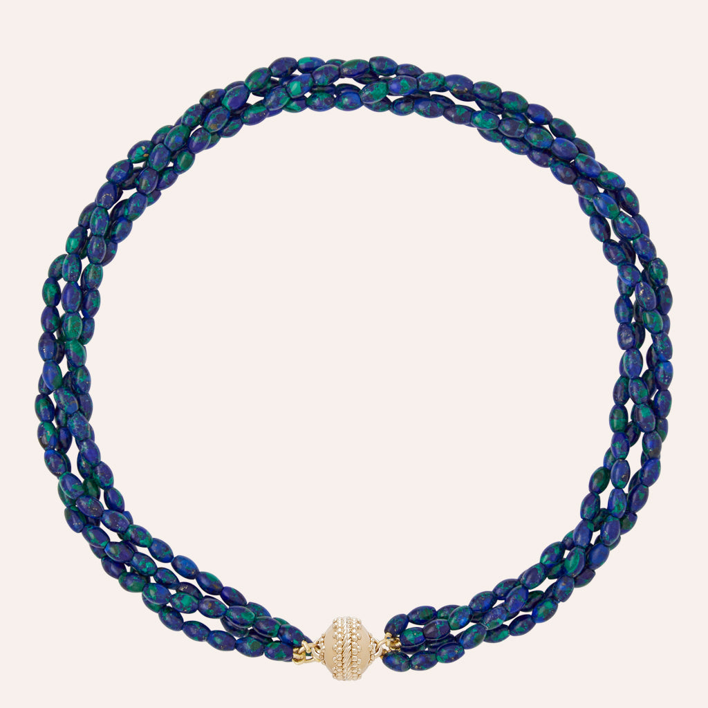 Azurite Malachite Rice Multi-Strand Necklace