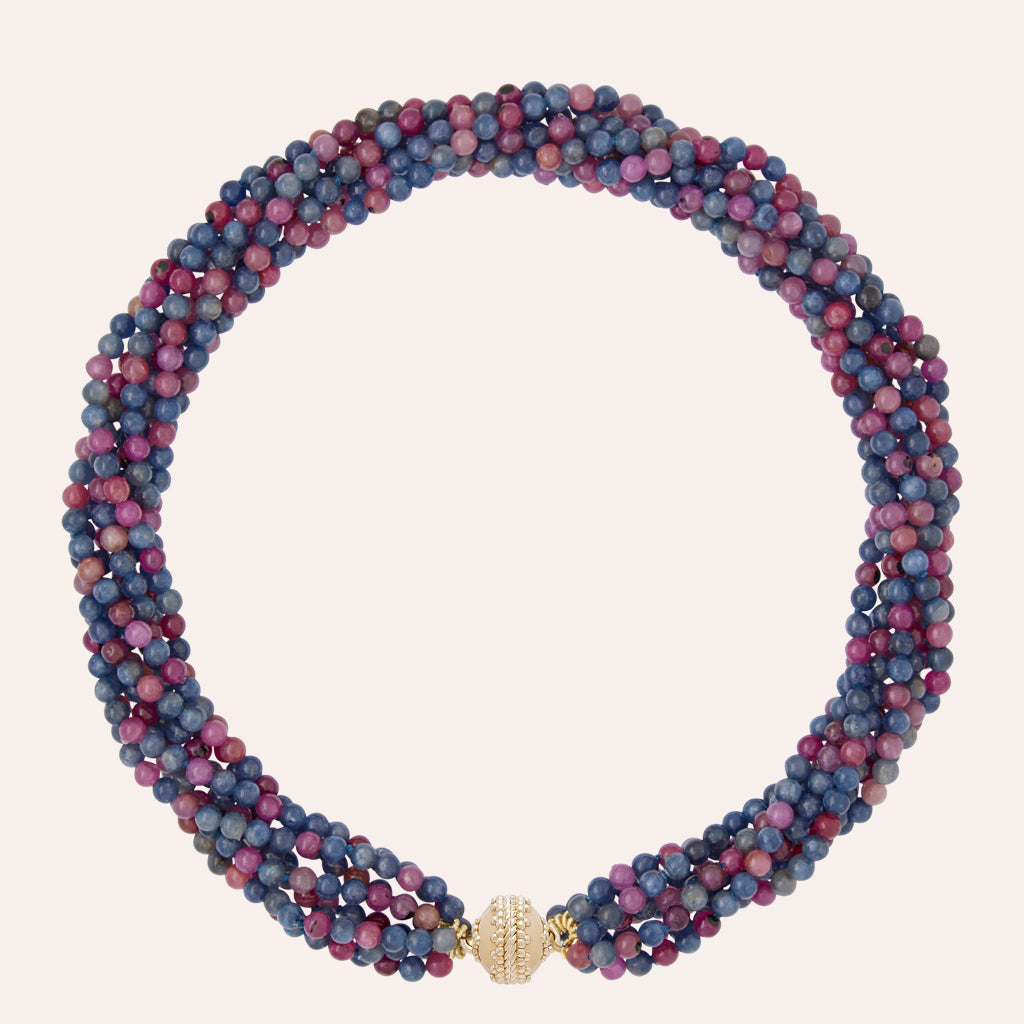 Victoire Ruby & Sapphire 4mm Multi-Strand Necklace