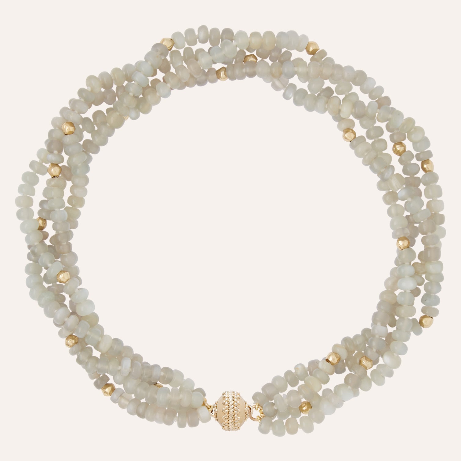 Peppercorn 6mm Grey Moonstone Multi-Strand Necklace