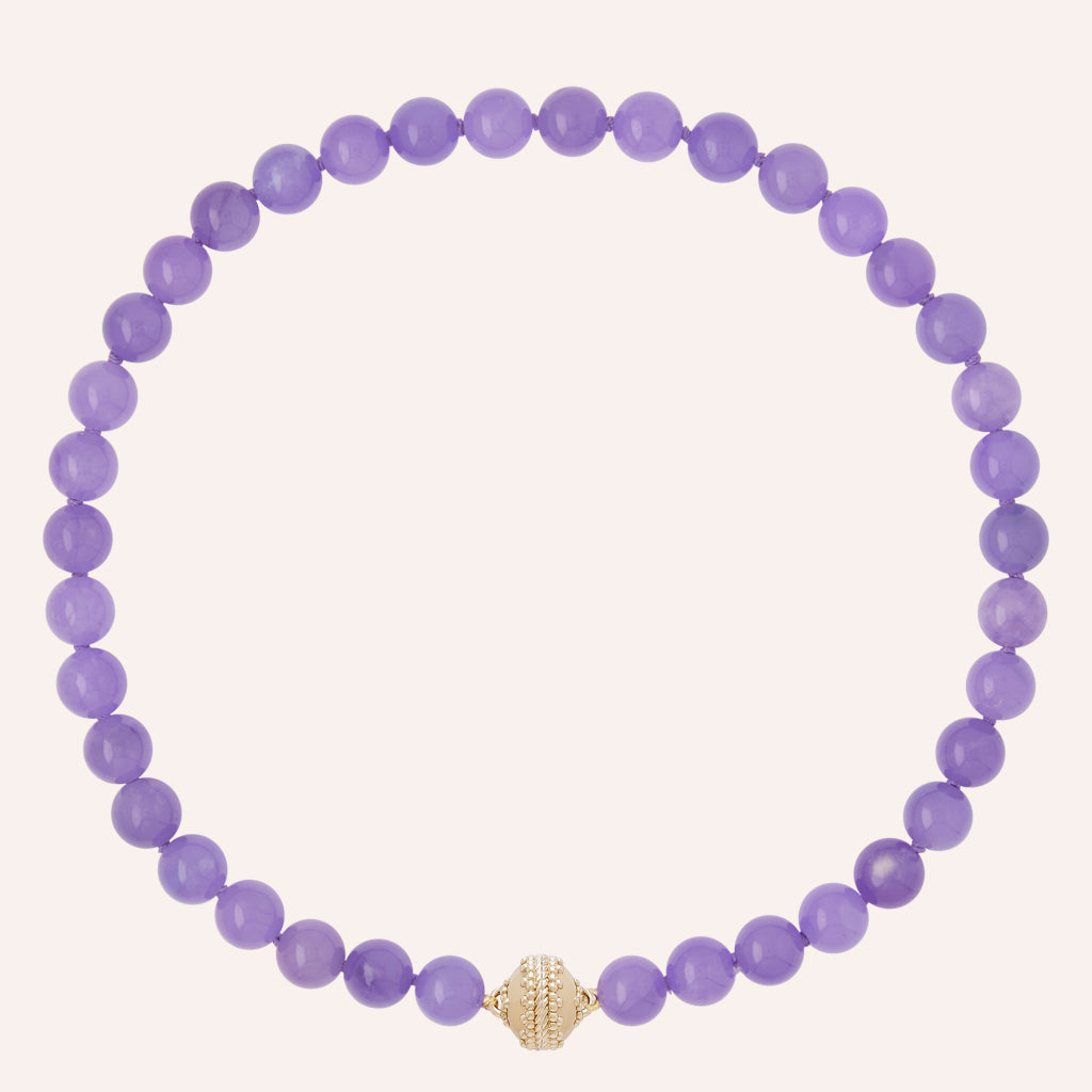 Victoire 10mm Purple Jade Necklace