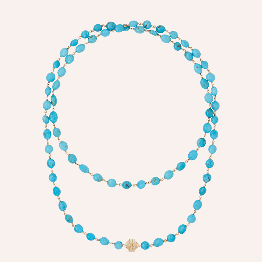 Caspian Kingman Turquoise Opera Necklace