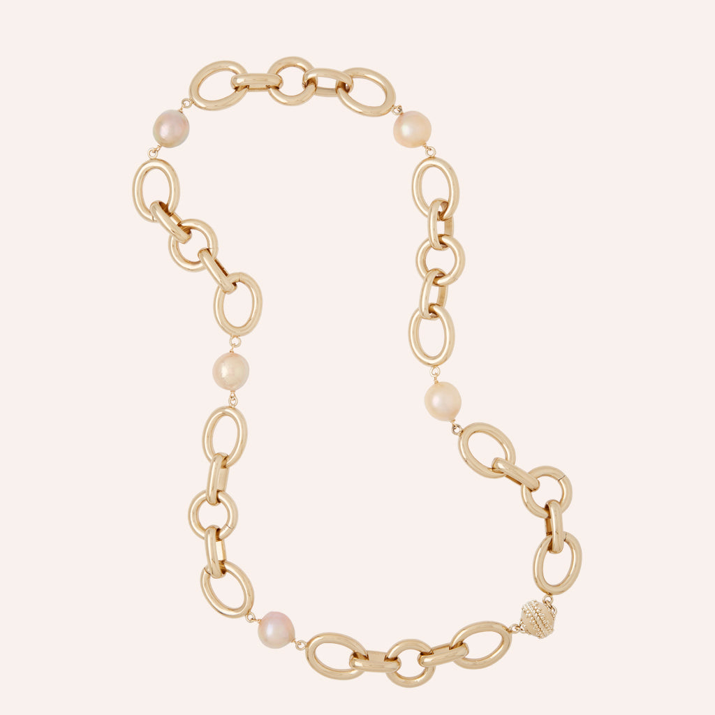 Gold Coast Necklace 2.0 with Pink Freshwater Pearls