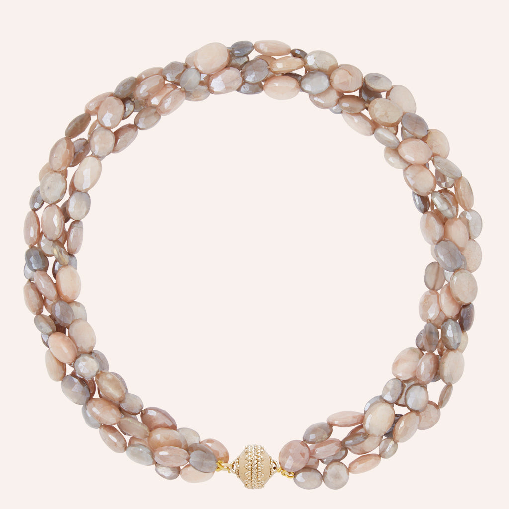 Nancy Faceted Oval Moonstone Multistrand Necklace